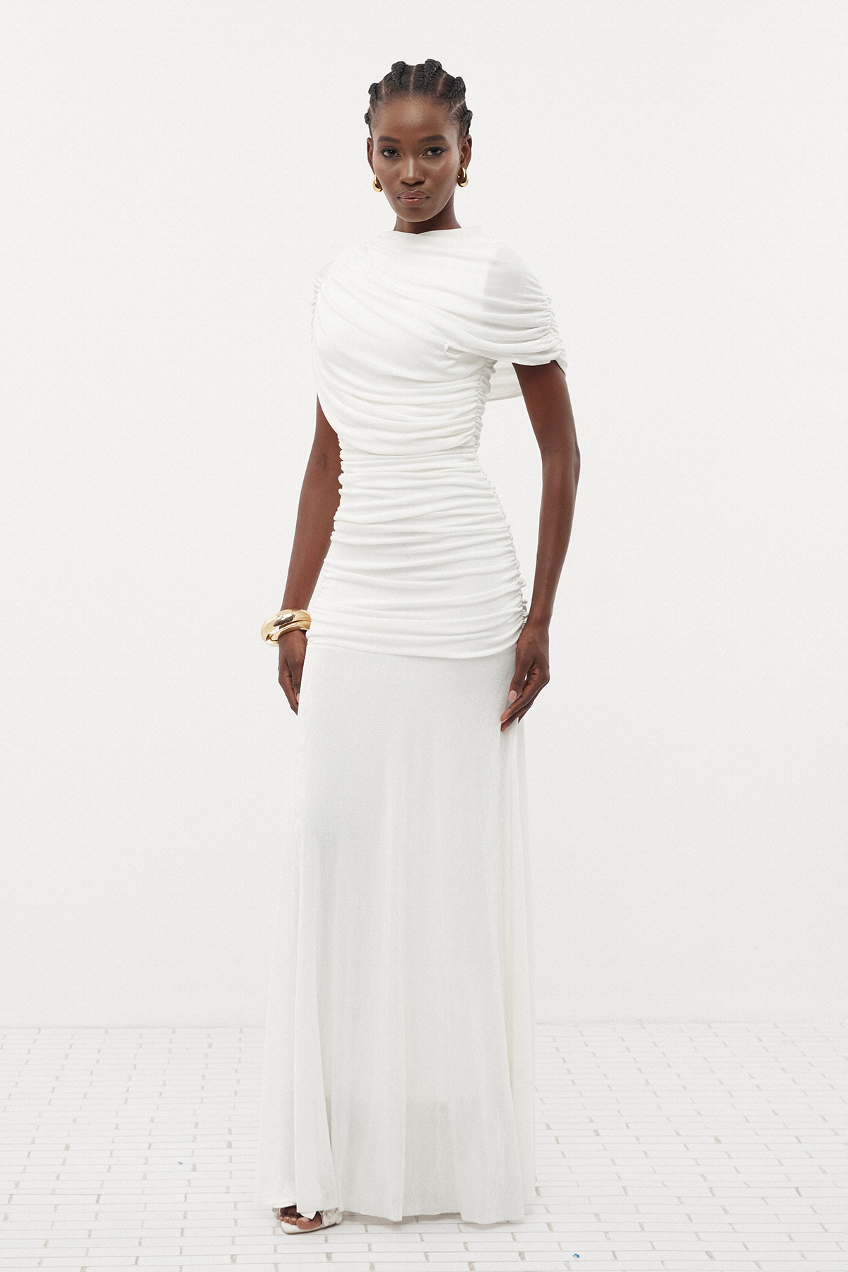 Erla Draped Maxi Dress In White