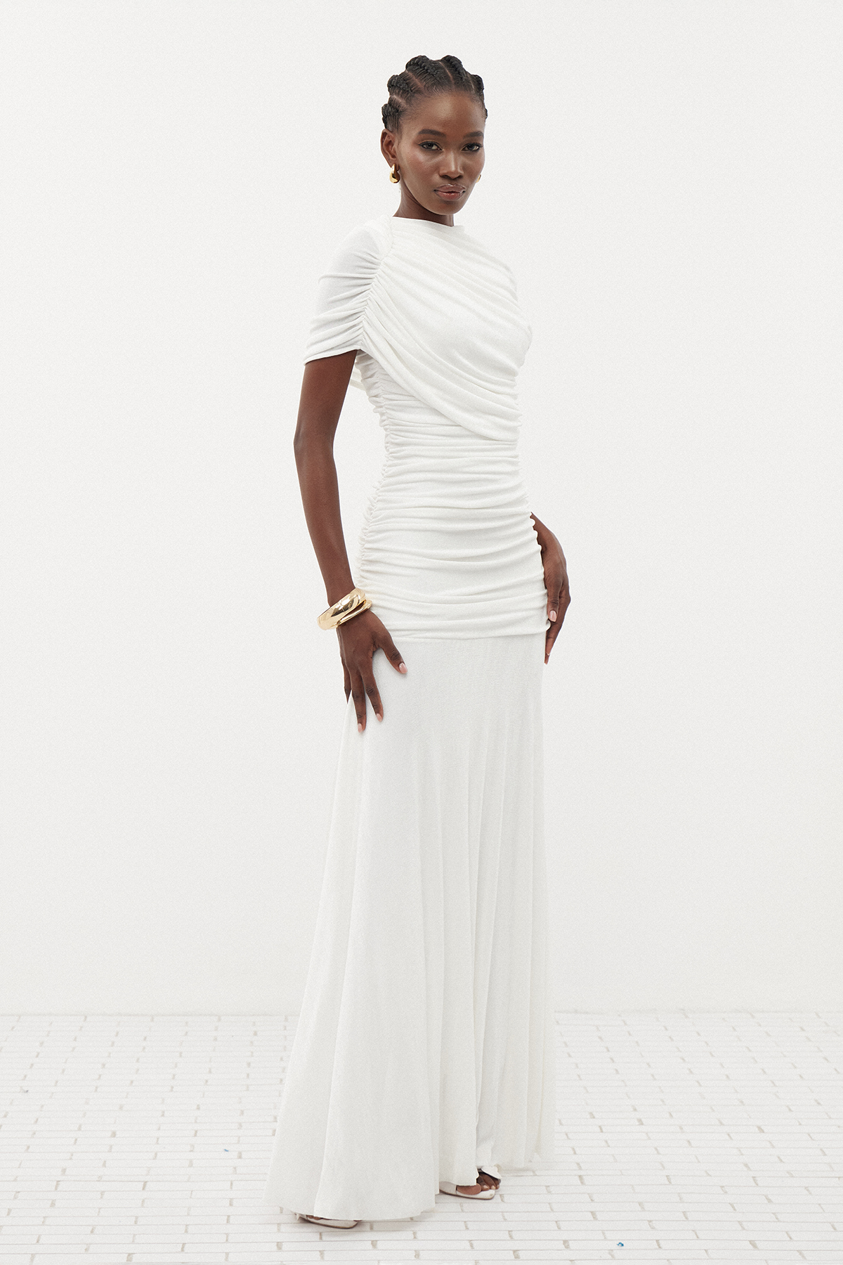 Erla Draped Maxi Dress In White