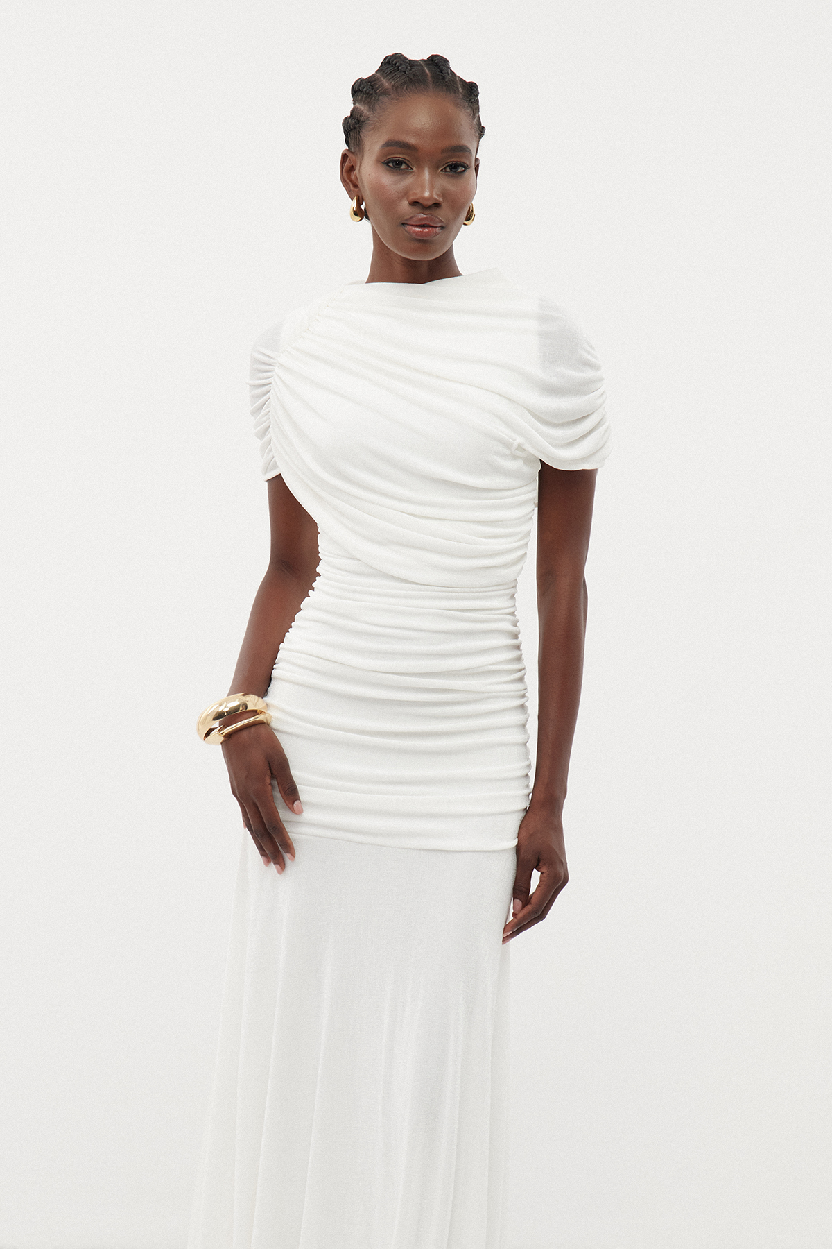 Erla Draped Maxi Dress In White