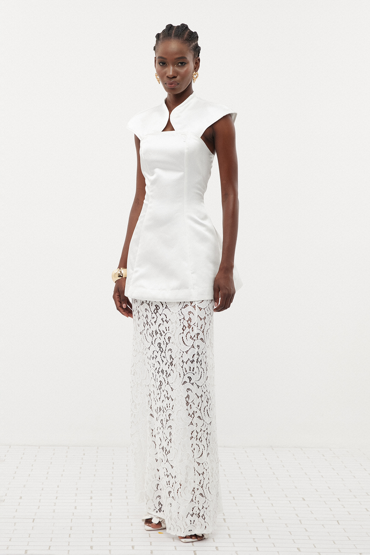 Erlea Satin Lace Skirt Set