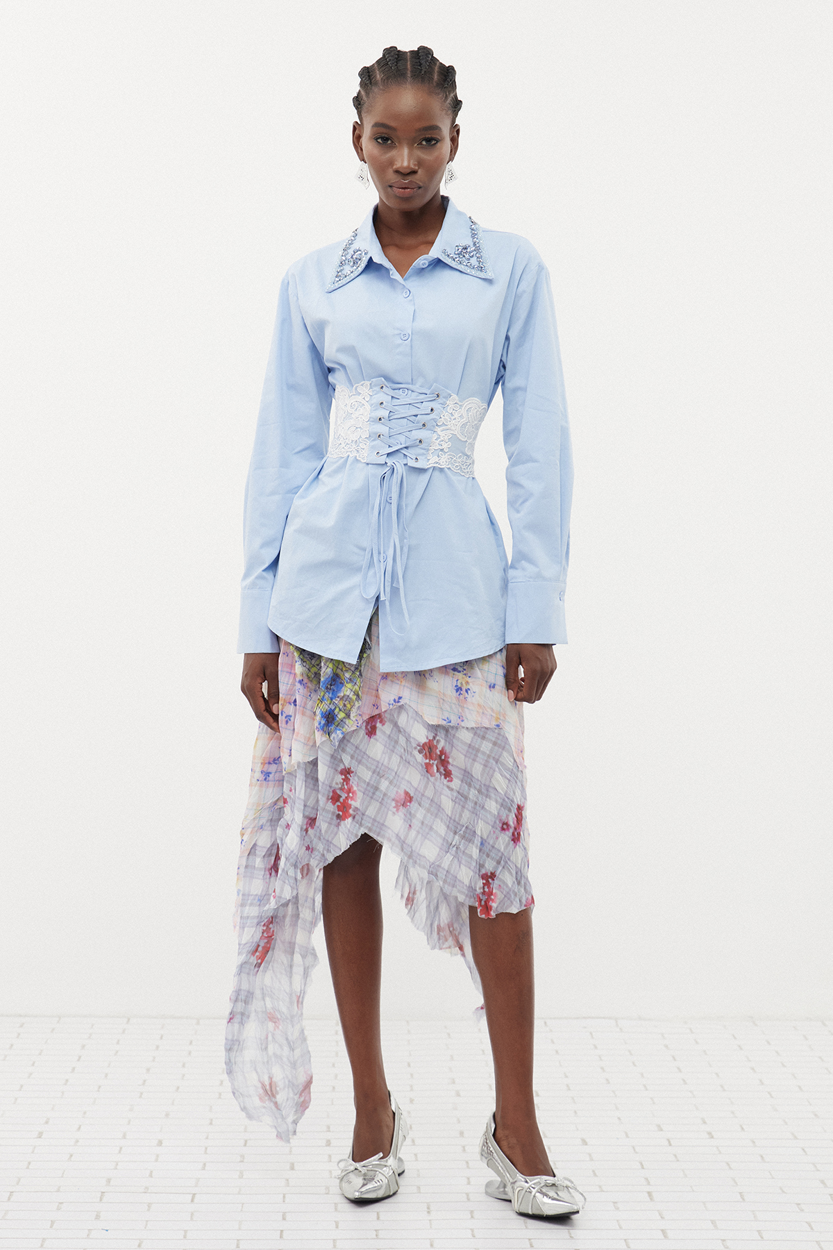 Ermenegilda Asymmetric Ruch Mini Skirt