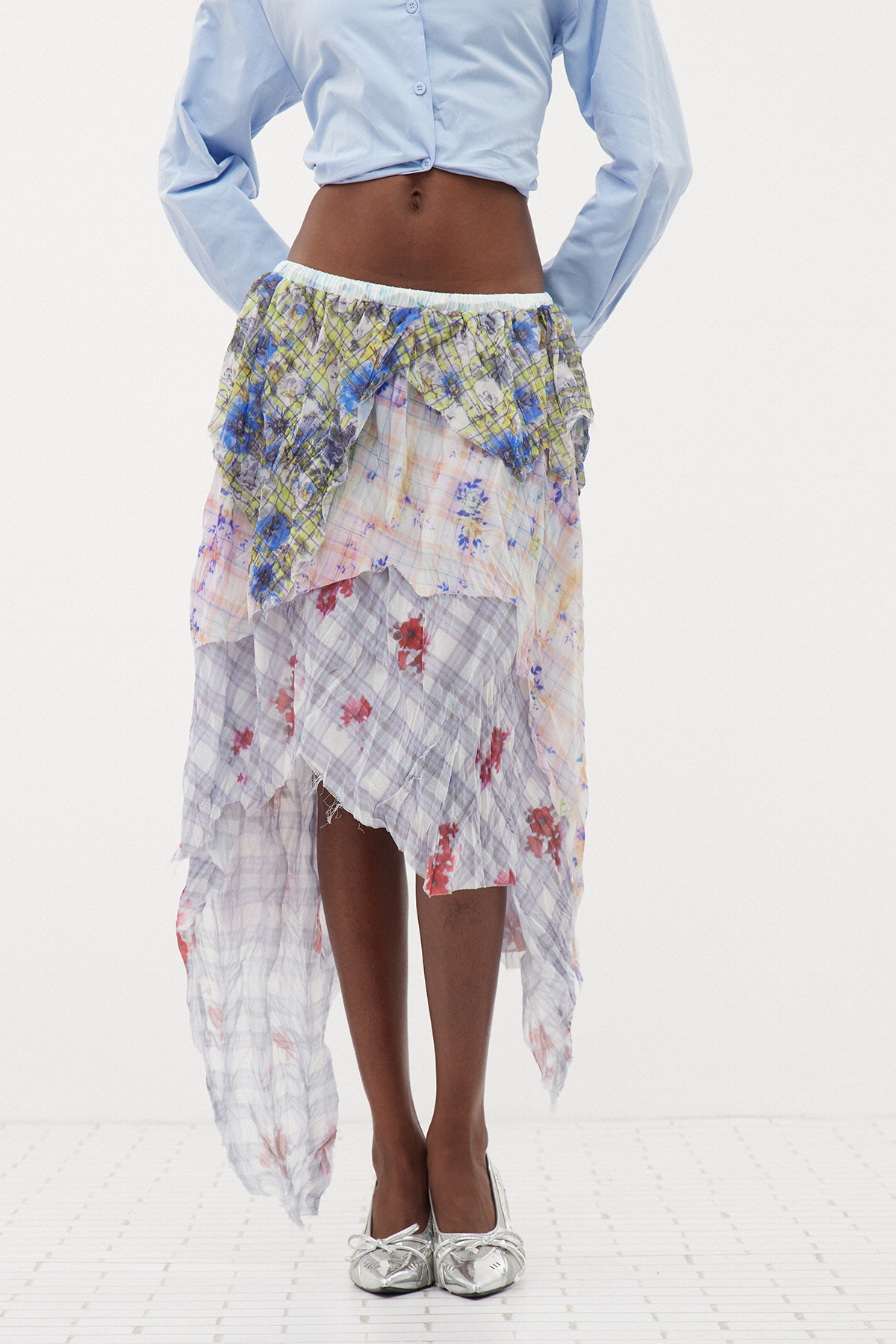 Ermenegilda Asymmetric Ruch Mini Skirt