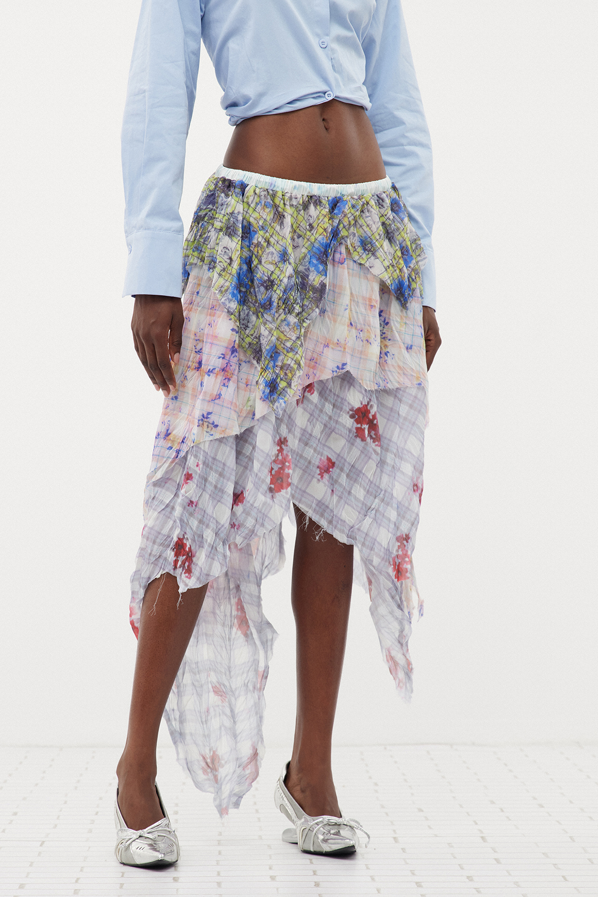 Ermenegilda Asymmetric Ruch Mini Skirt