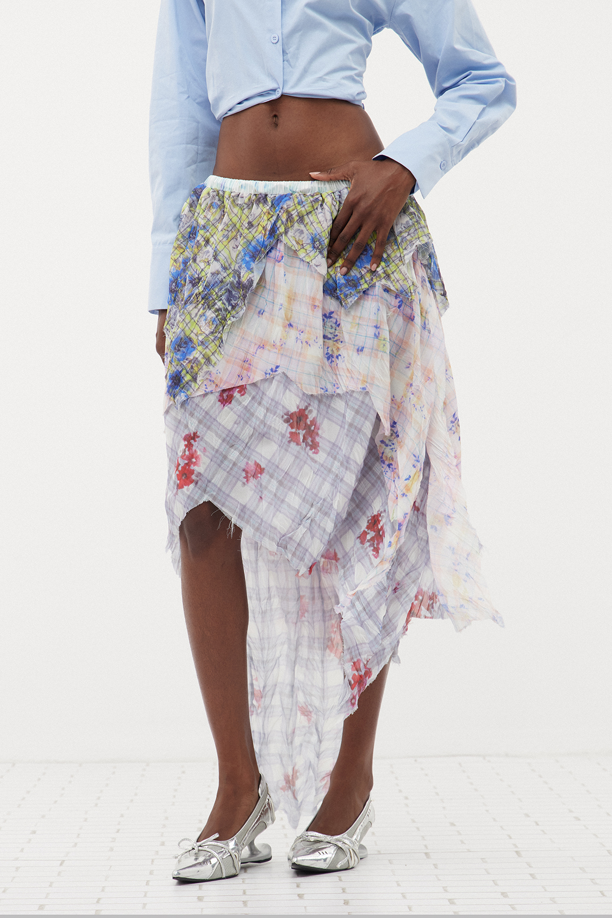 Ermenegilda Asymmetric Ruch Mini Skirt