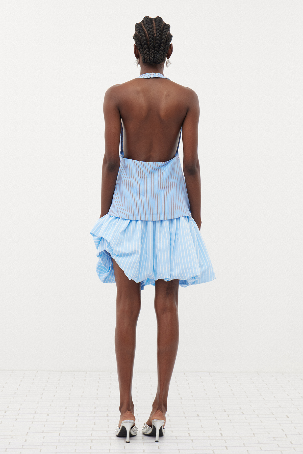 Ermentrud Stripe Asymmetric Bubble Mini Skirt