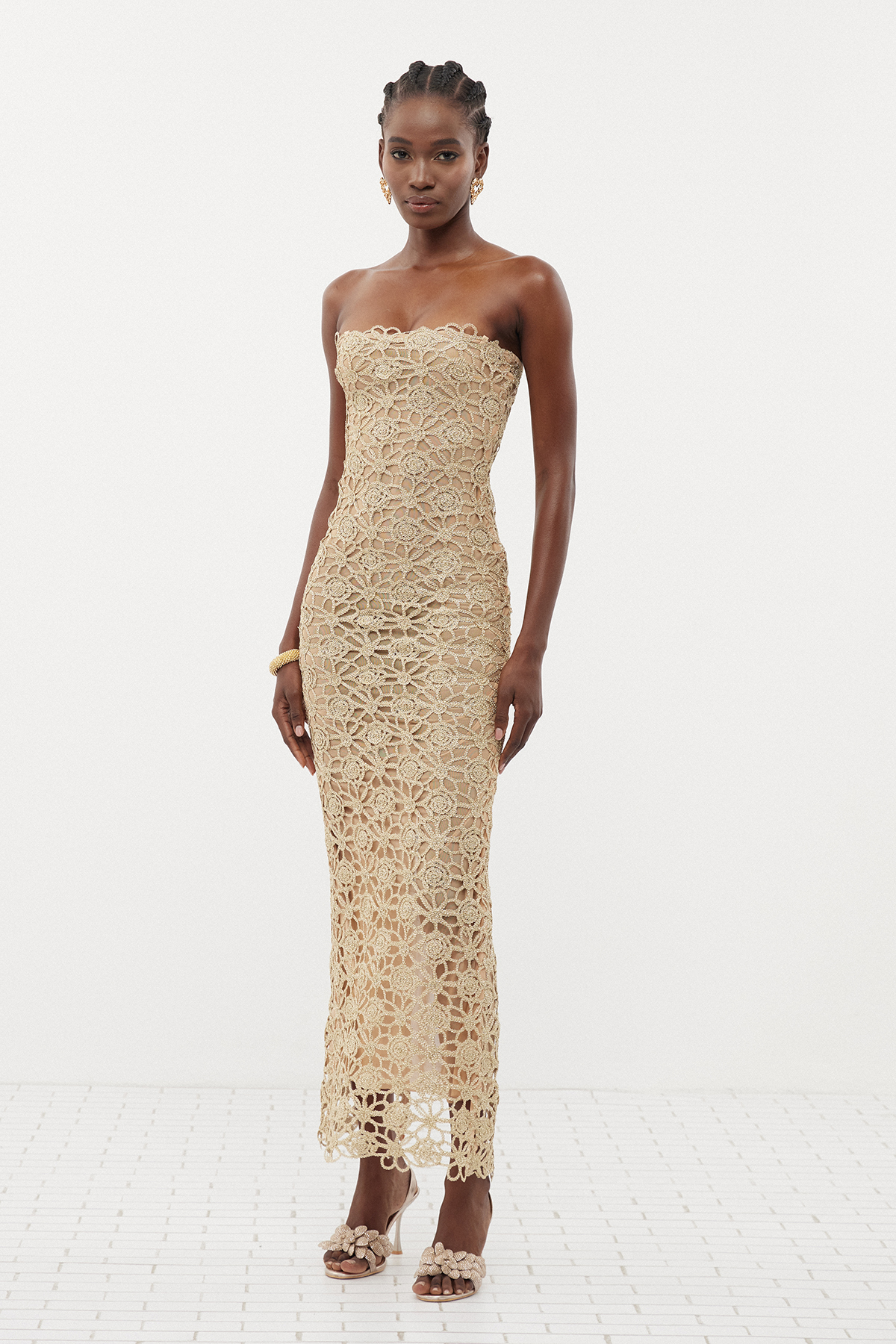 Erminia Strapless Cochet Maxi Dress