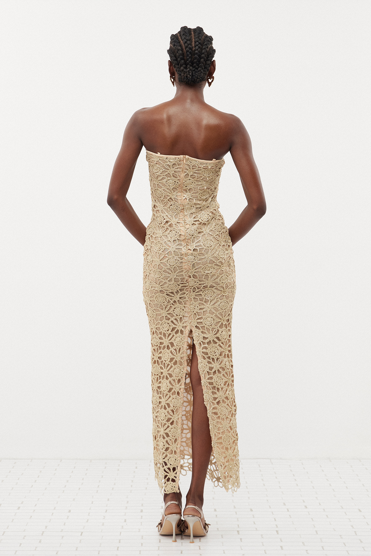 Erminia Strapless Cochet Maxi Dress