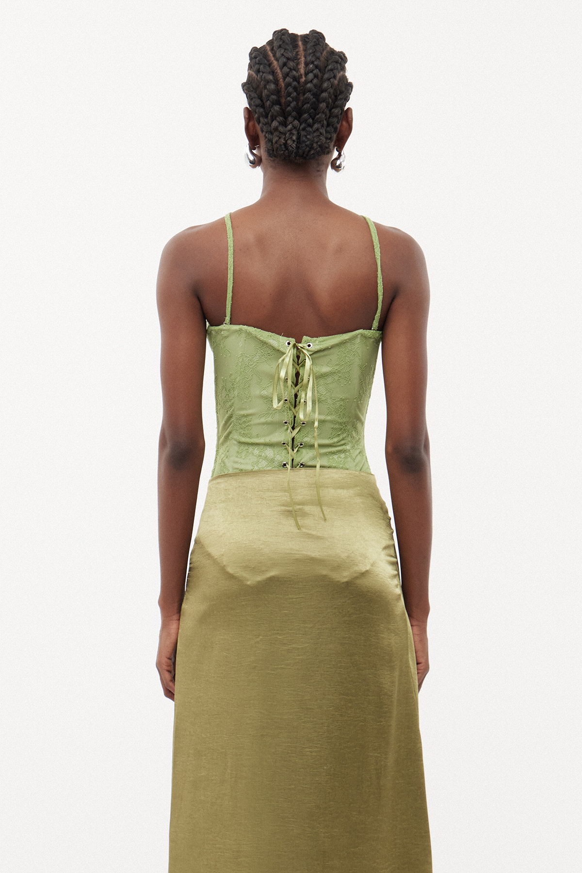 Ermo Lace Satin Corset Skirt Set