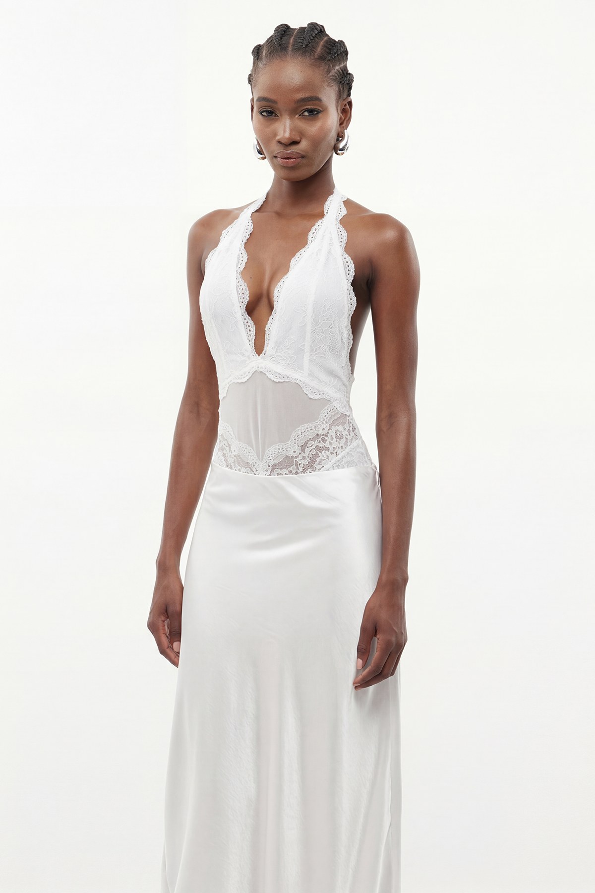 Ermolai Halter Neck Lace Bodysuit In White