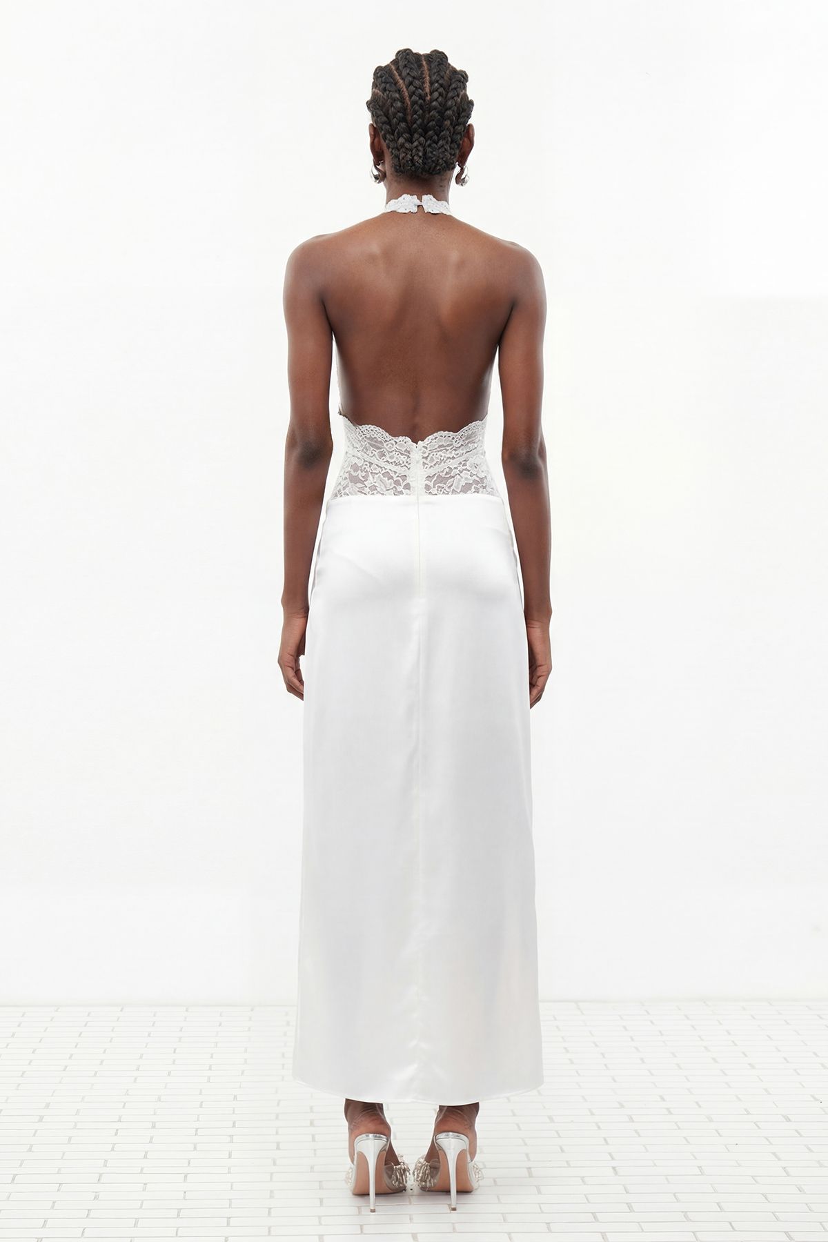 Ermolai Halter Neck Lace Bodysuit In White