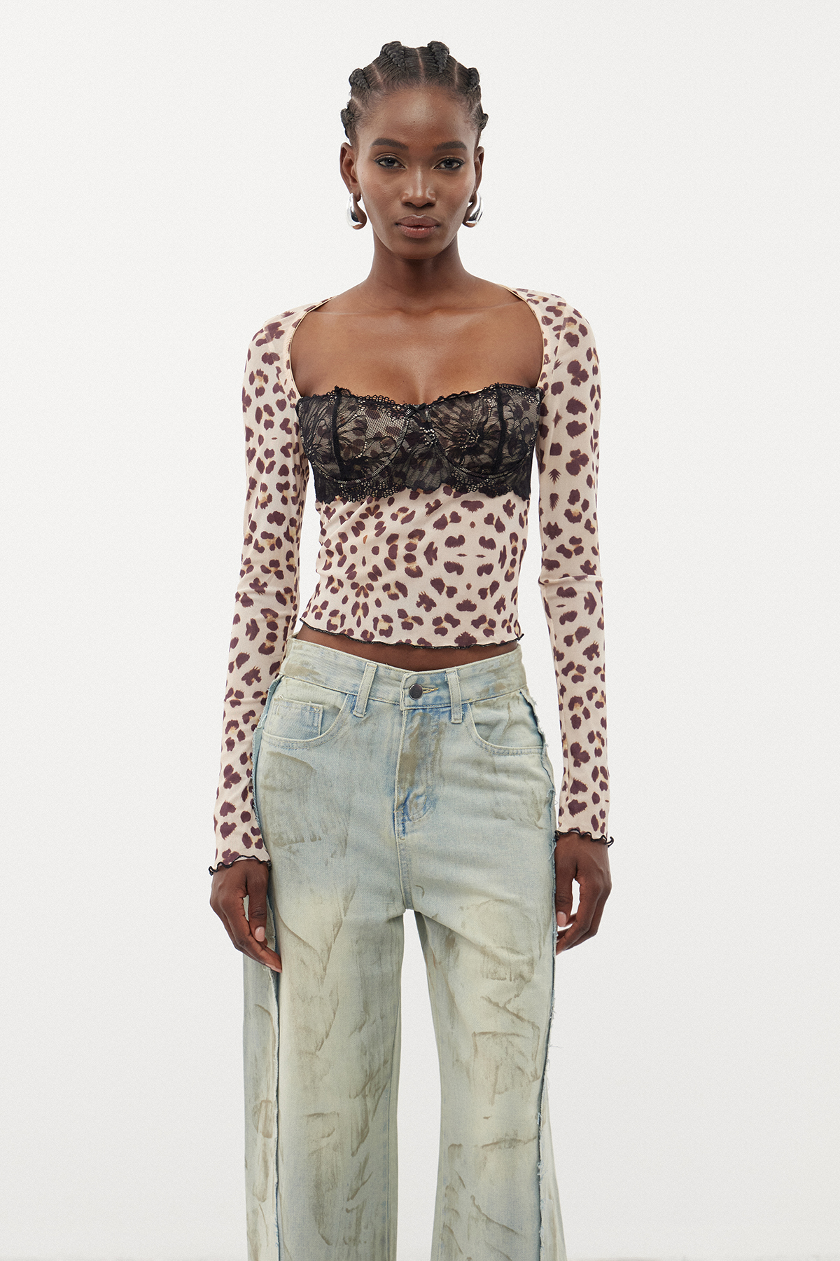Erna Lace Leopard Top