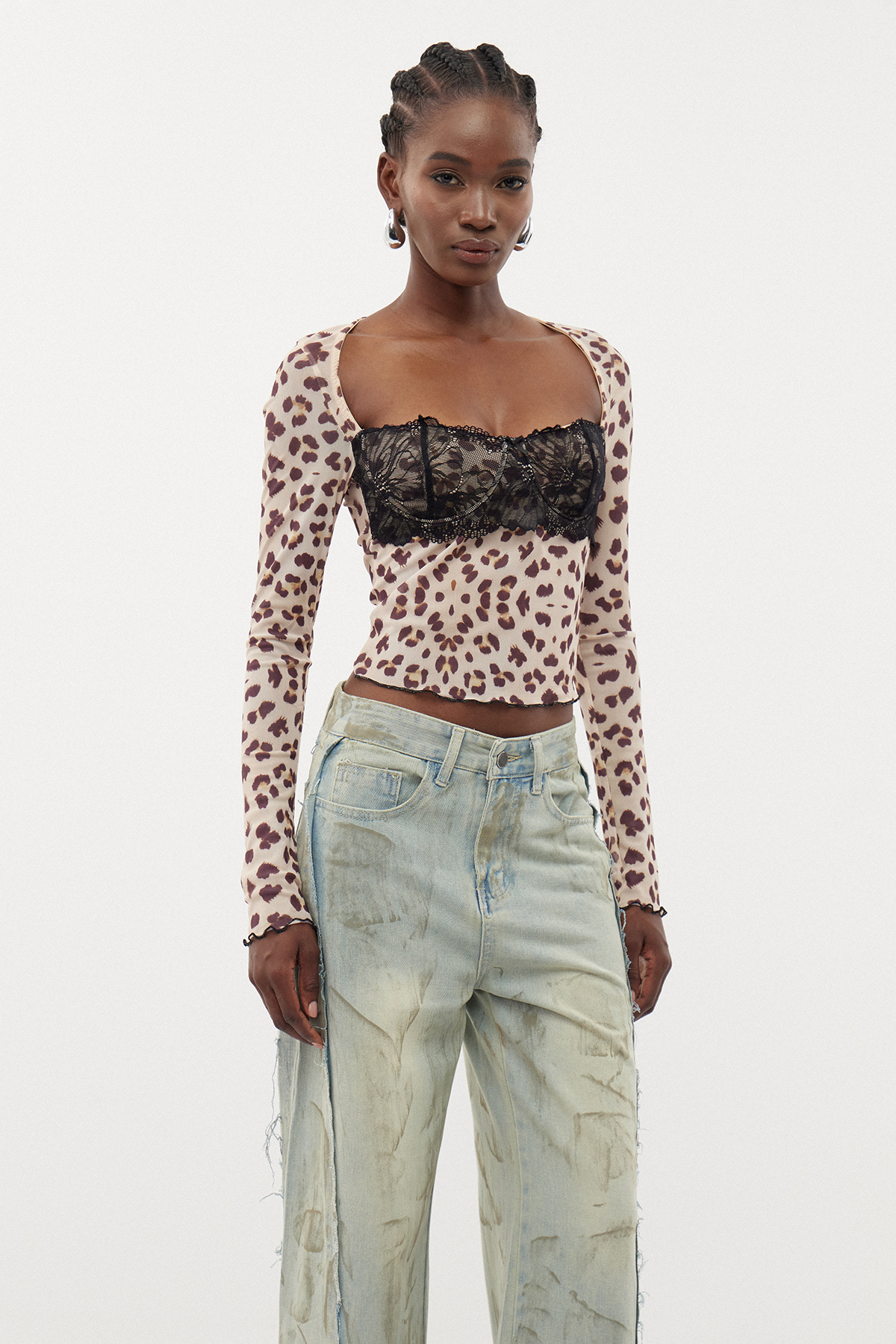 Erna Lace Leopard Top