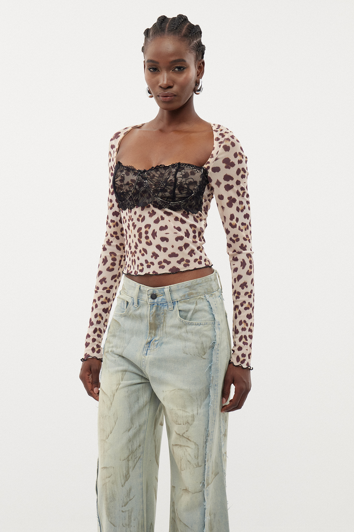 Erna Lace Leopard Top