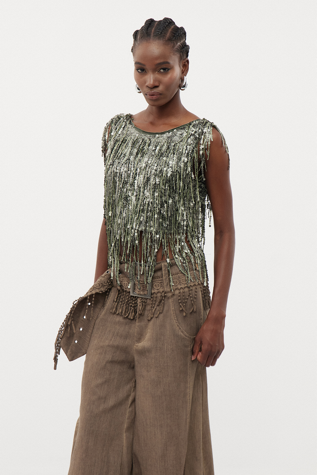 Ernar Sequin Chain Top