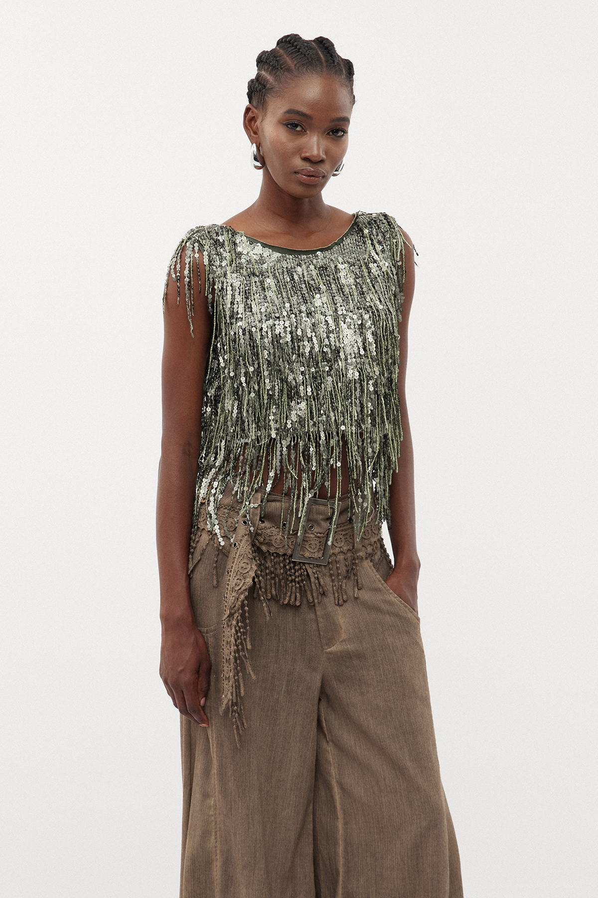 Ernar Sequin Chain Top