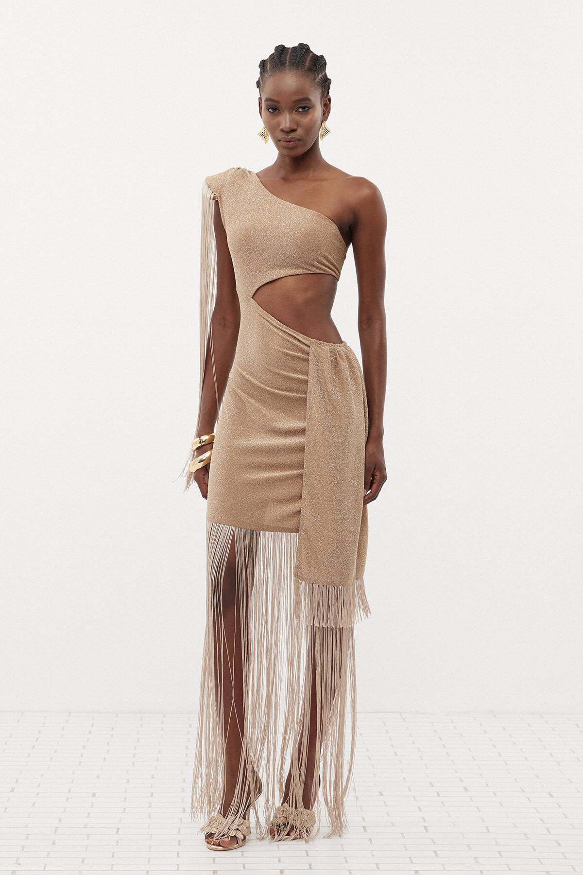 Ernest One Shoulder Fringe Maxi Dress