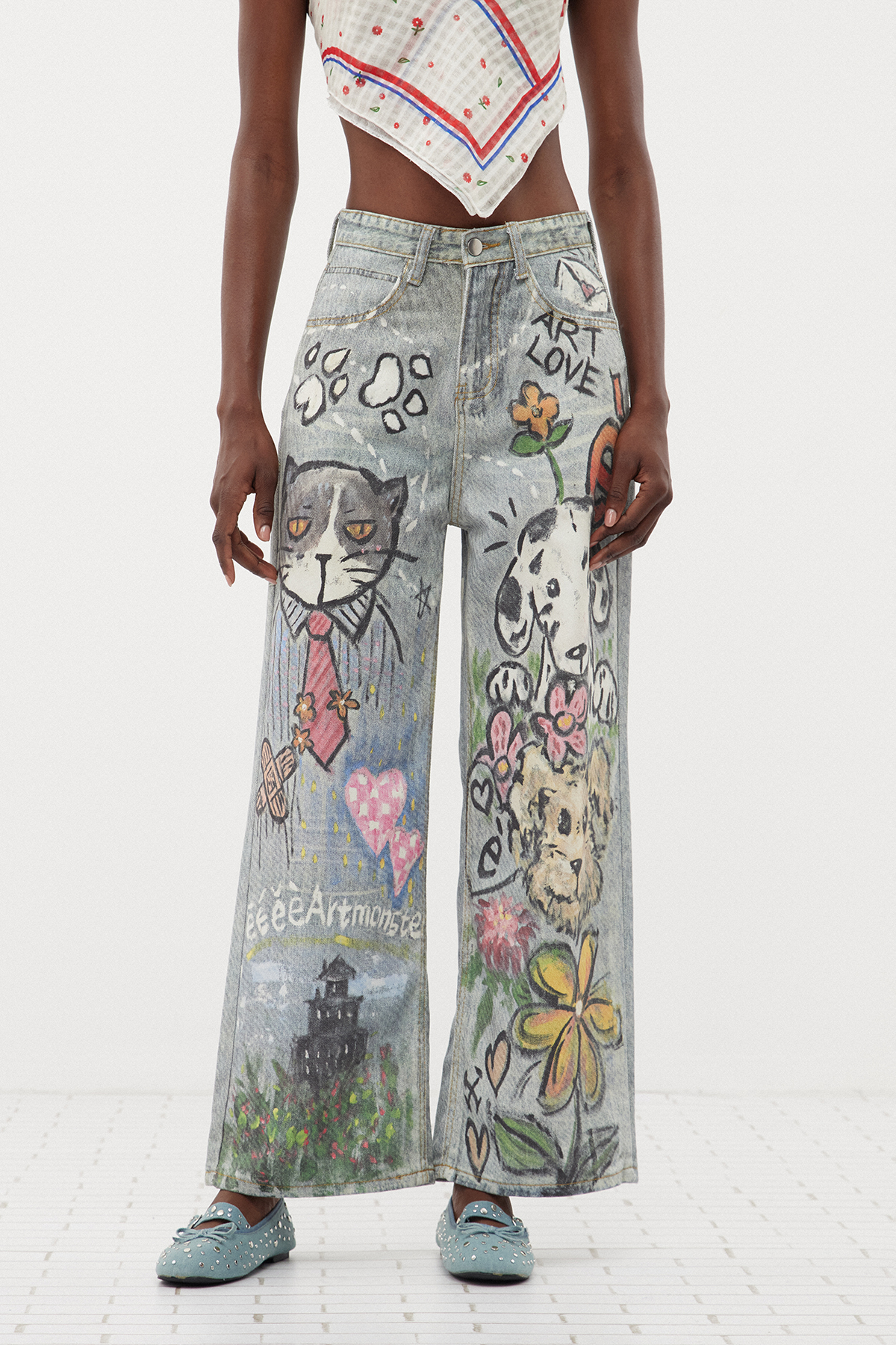 Ersin Bleached Graffiti Jeans