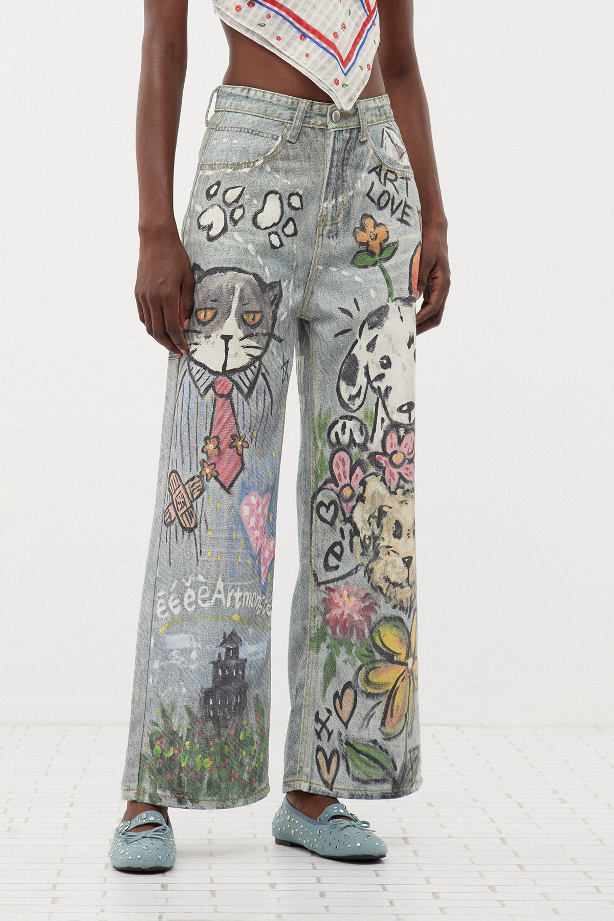 Ersin Bleached Graffiti Jeans