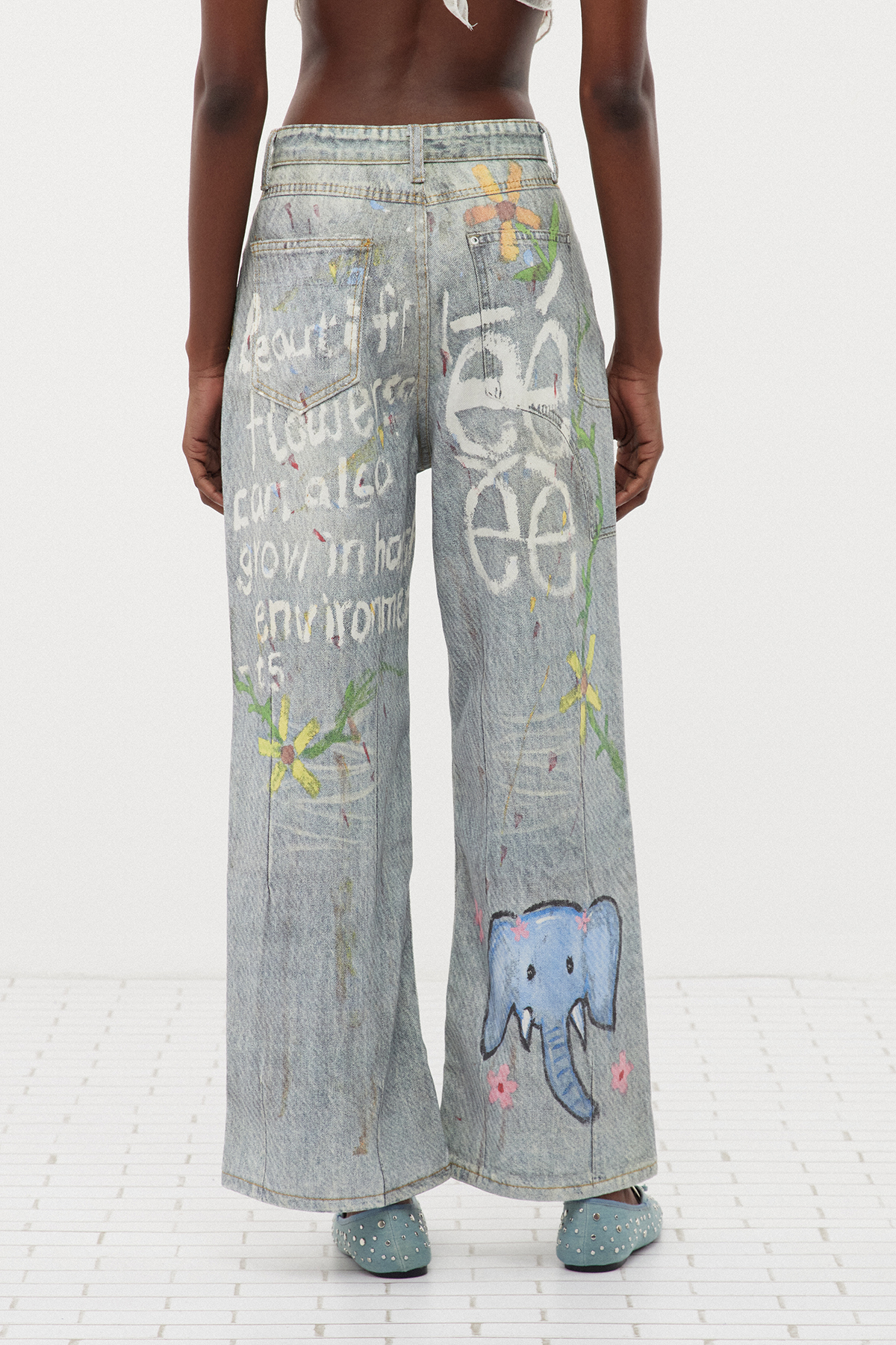 Ersin Bleached Graffiti Jeans