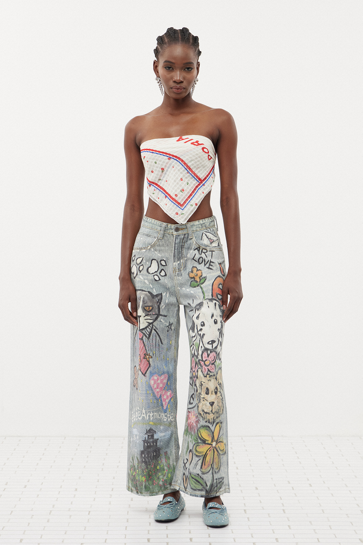 Ersin Bleached Graffiti Jeans