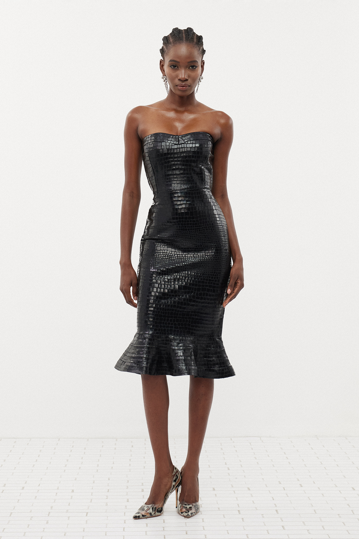 Eryn Crocodile Pattern Bandage Mermaid Midi Dress