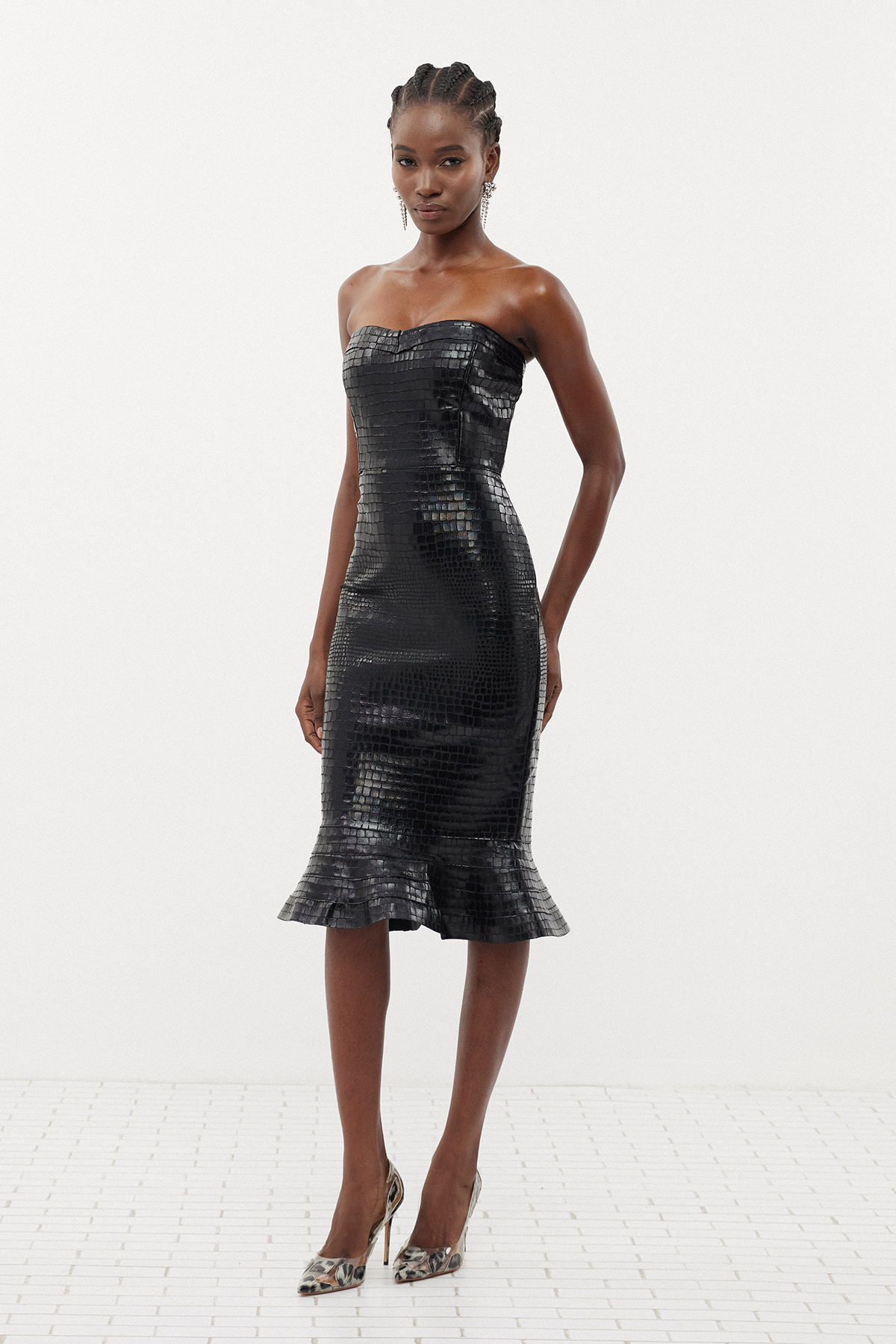 Eryn Crocodile Pattern Bandage Mermaid Midi Dress