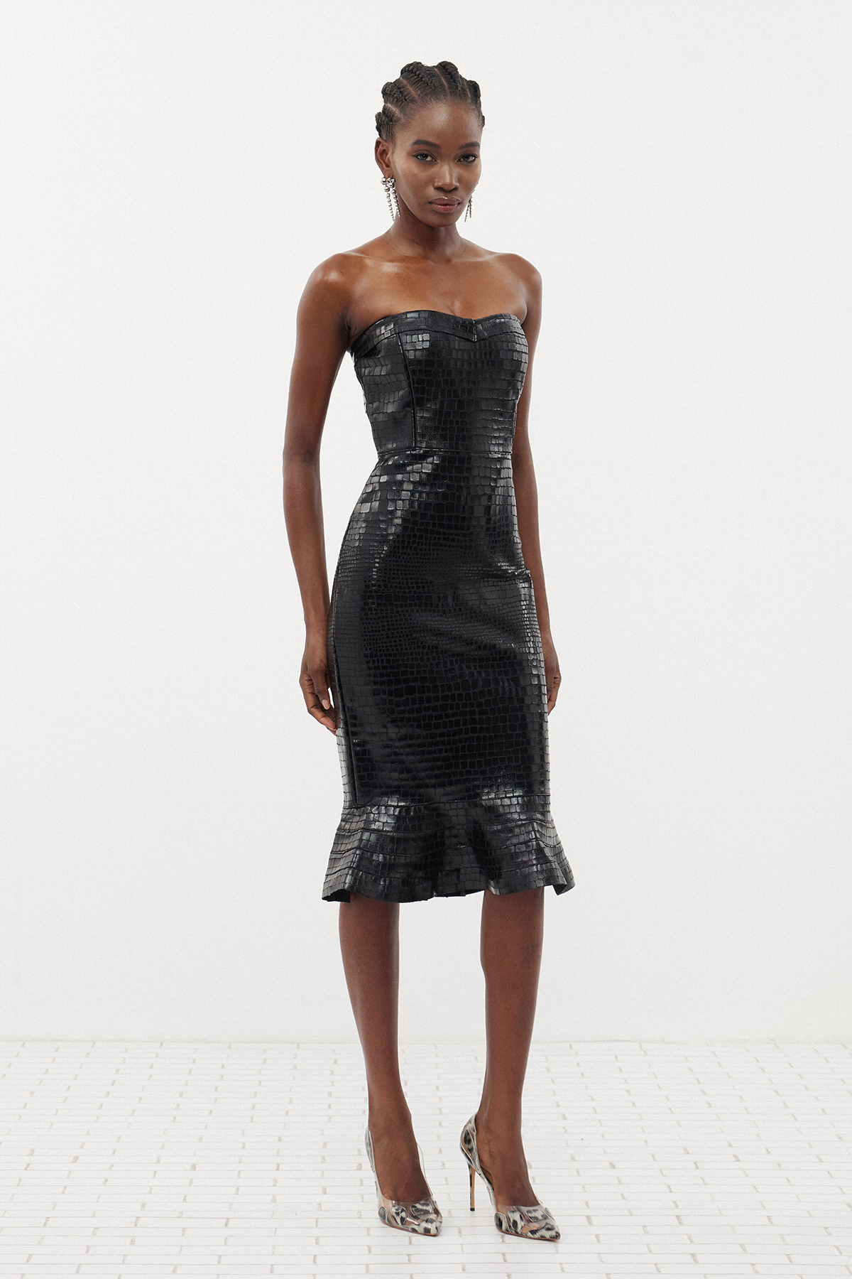 Eryn Crocodile Pattern Bandage Mermaid Midi Dress