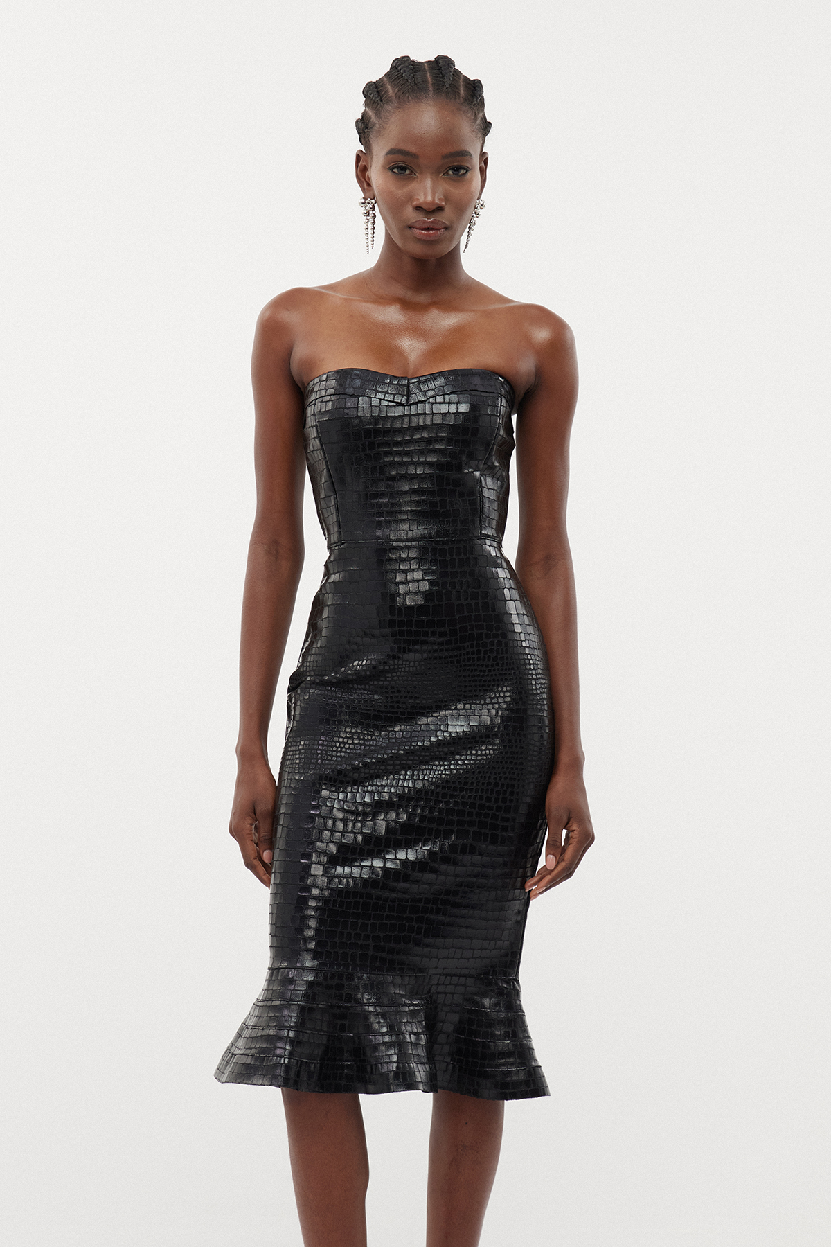 Eryn Crocodile Pattern Bandage Mermaid Midi Dress