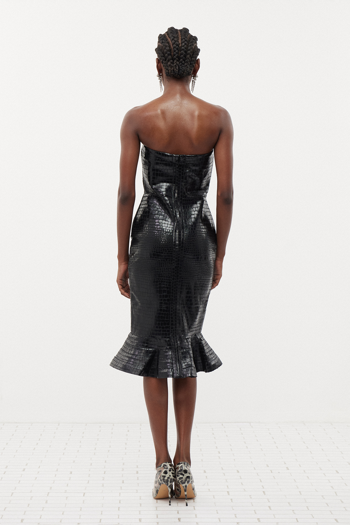 Eryn Crocodile Pattern Bandage Mermaid Midi Dress