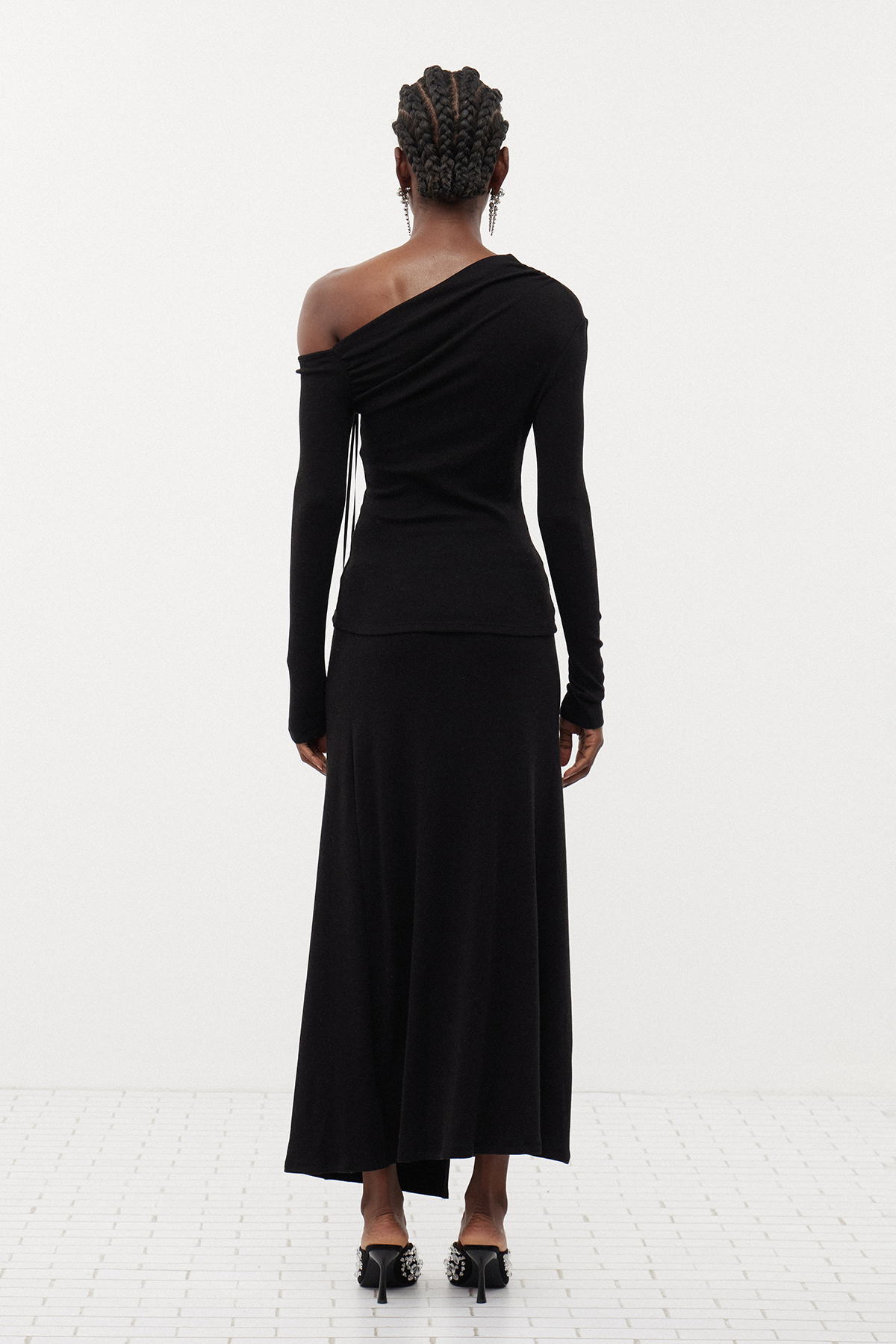 Erzhan One Shoulder Flower Sequin Top