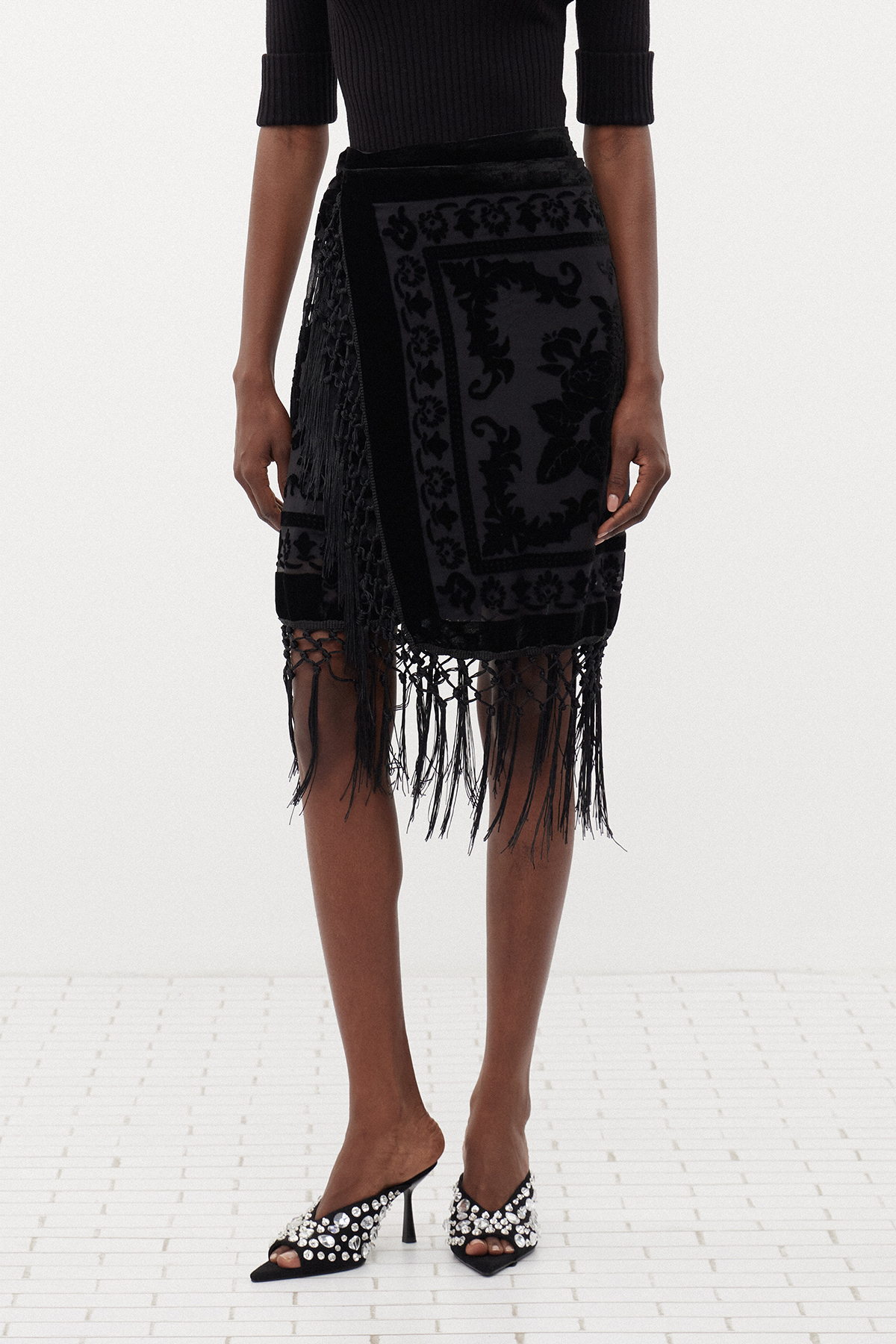Esaias Fringe Midi Skirt