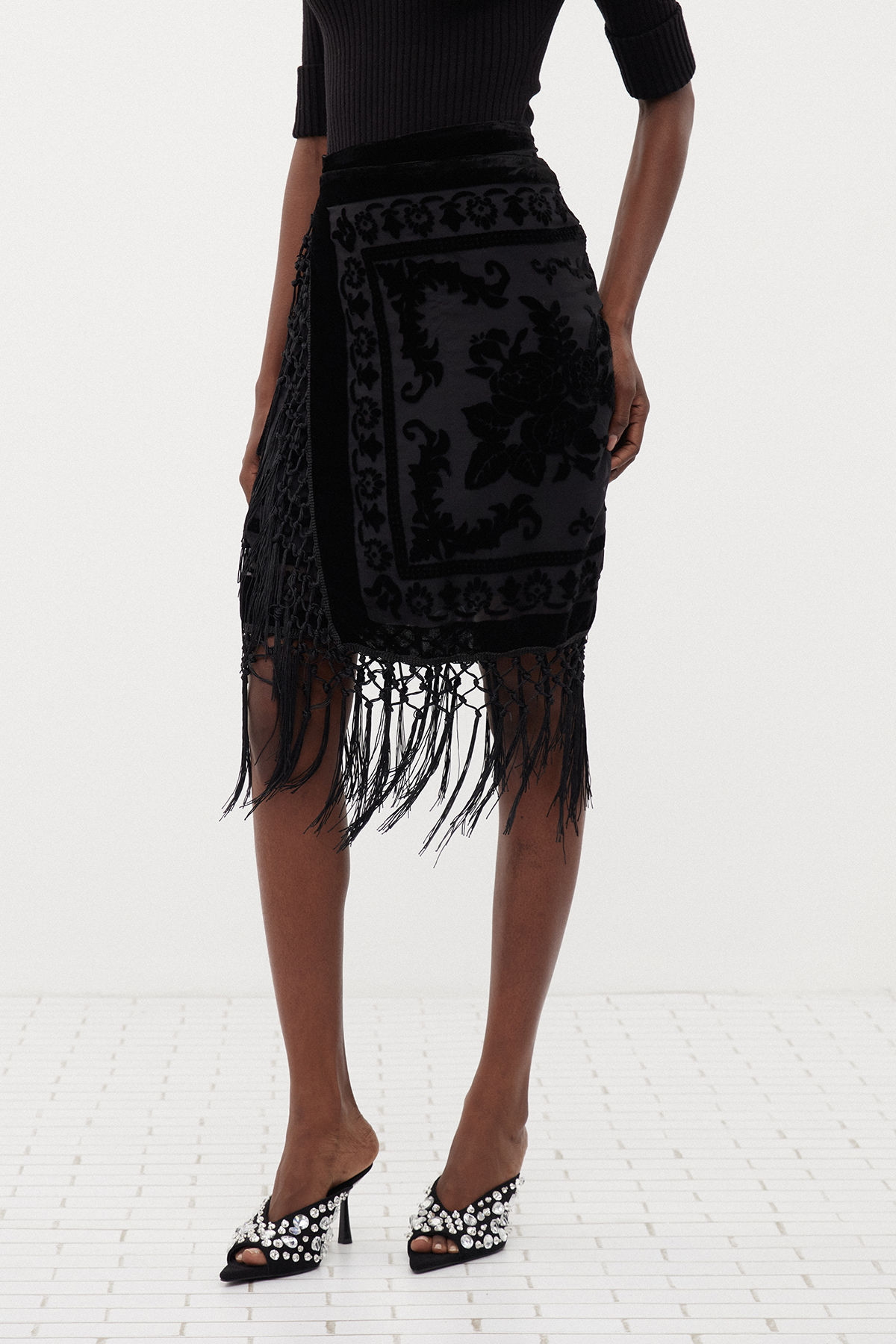Esaias Fringe Midi Skirt