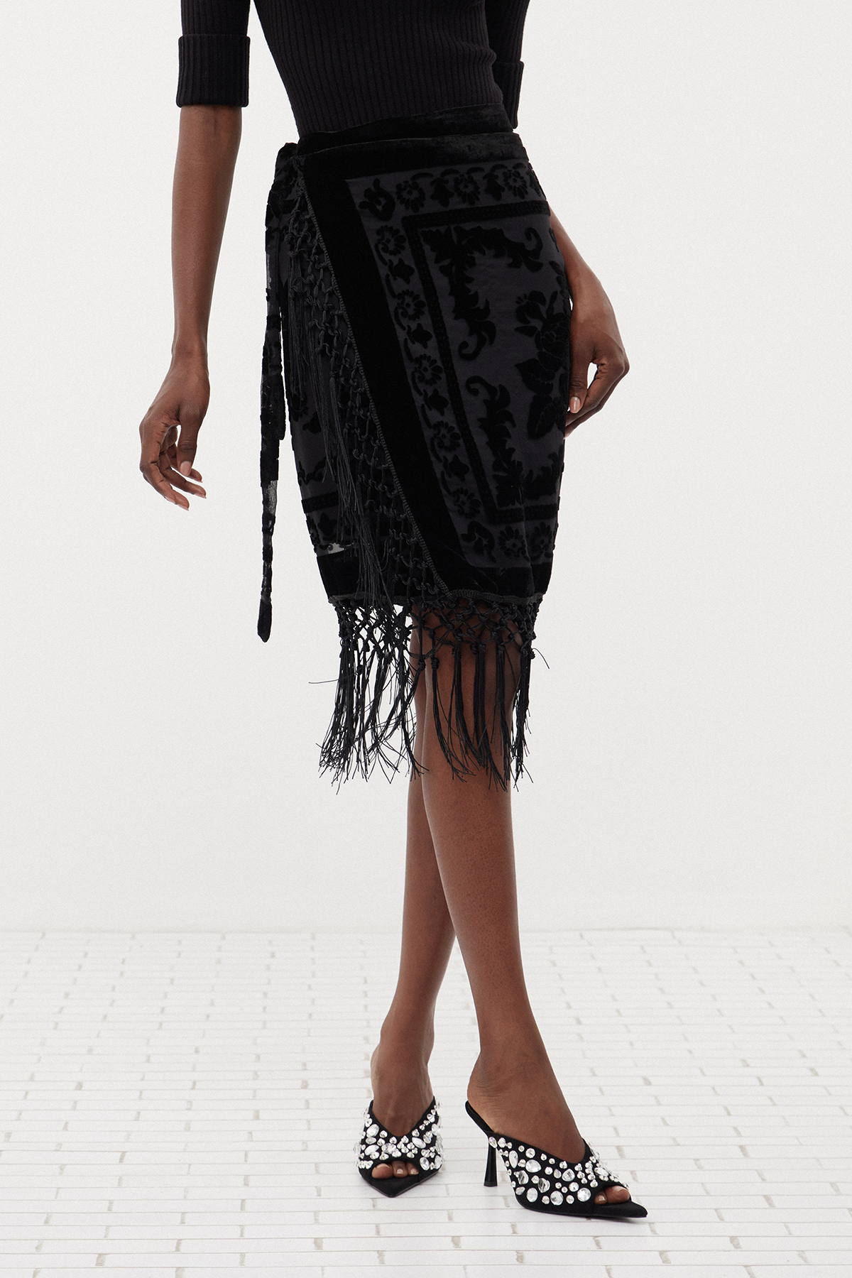 Esaias Fringe Midi Skirt