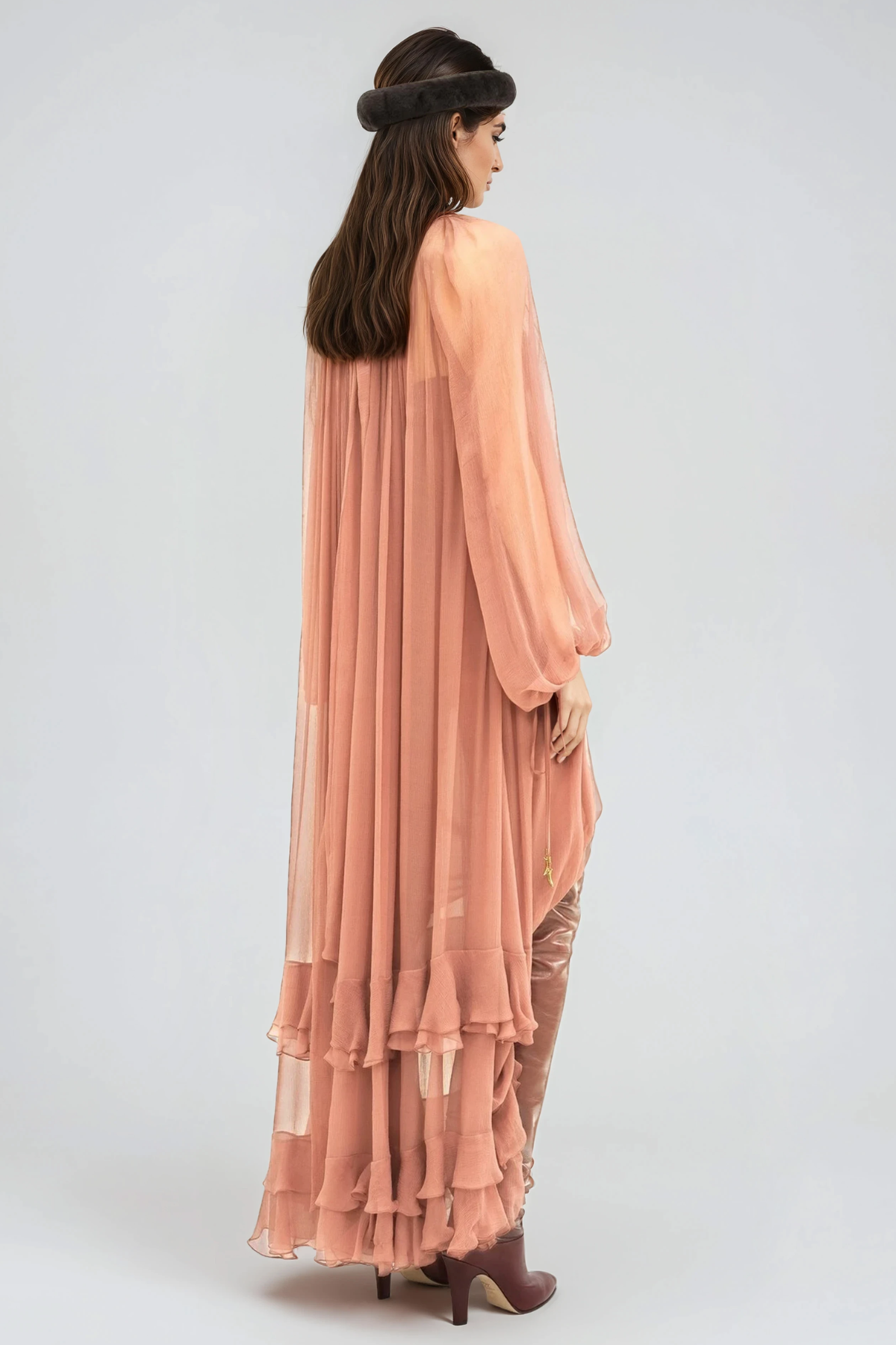 Eshe High Neck Mesh Tiered Maxi Dress