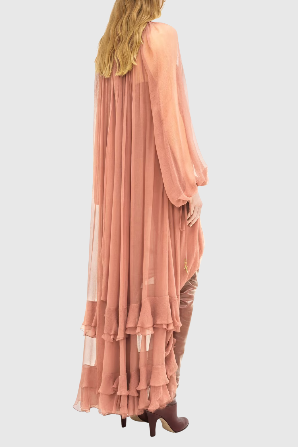 Eshe High Neck Mesh Tiered Maxi Dress
