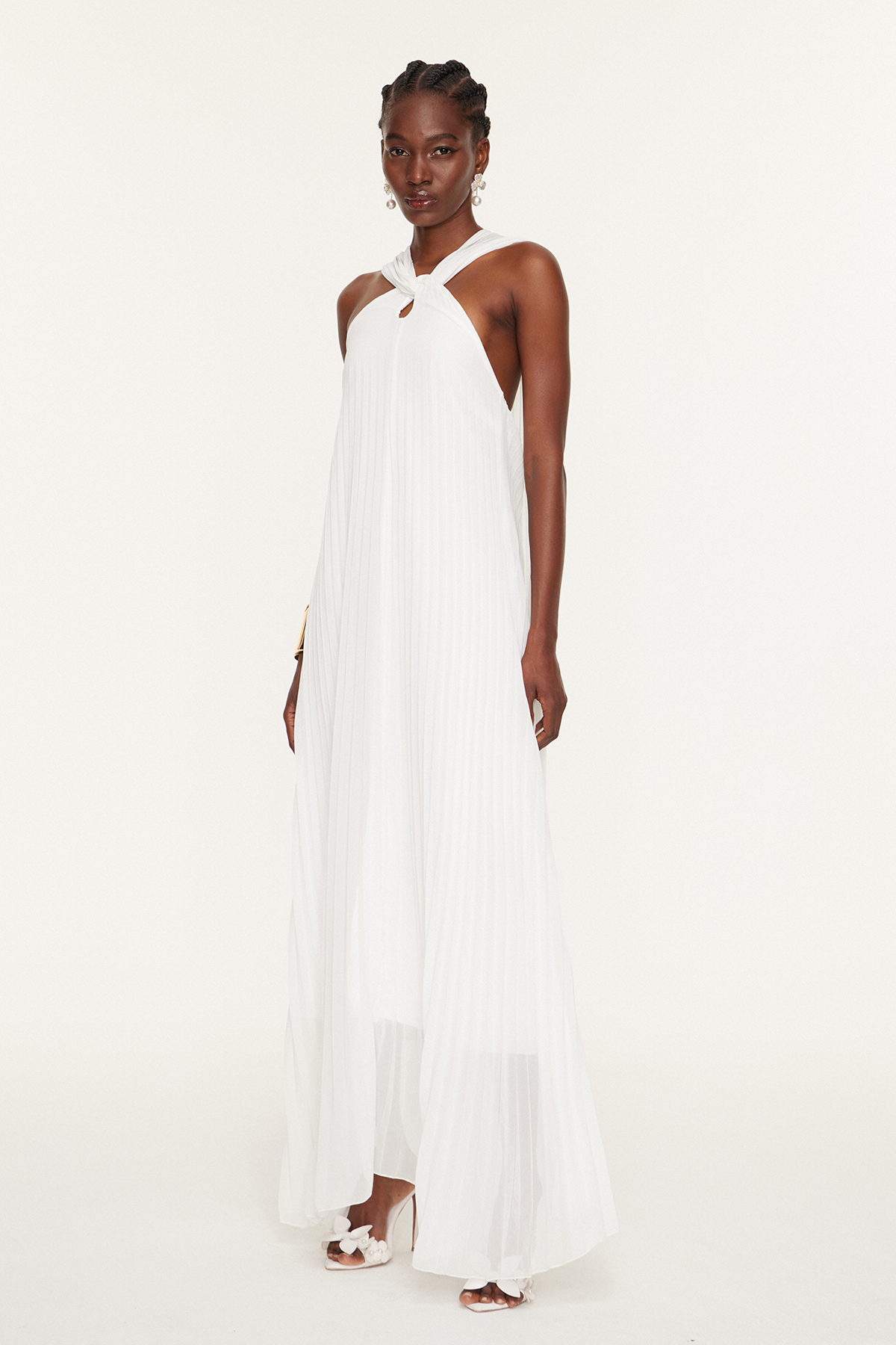 Eskarne Twist Pleated Maxi Scarf Dress