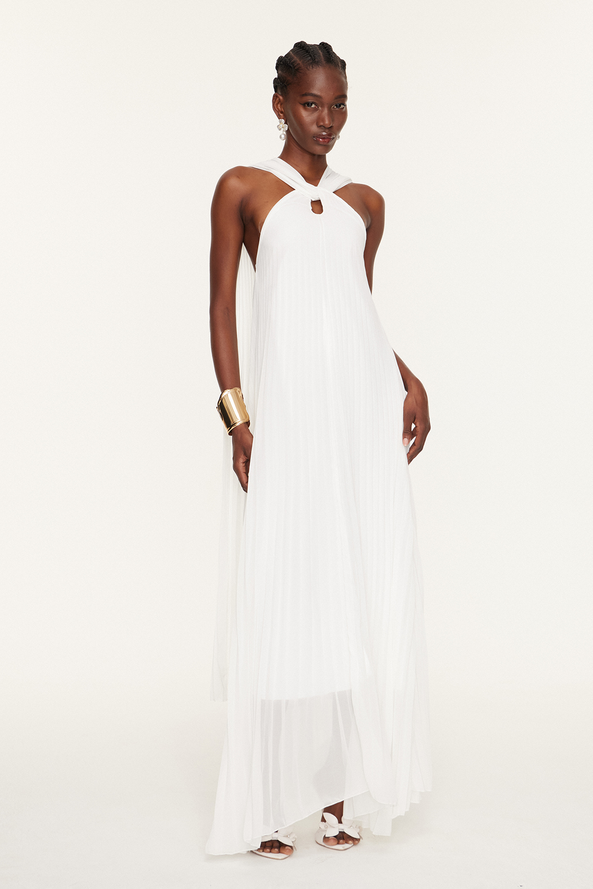 Eskarne Twist Pleated Maxi Scarf Dress