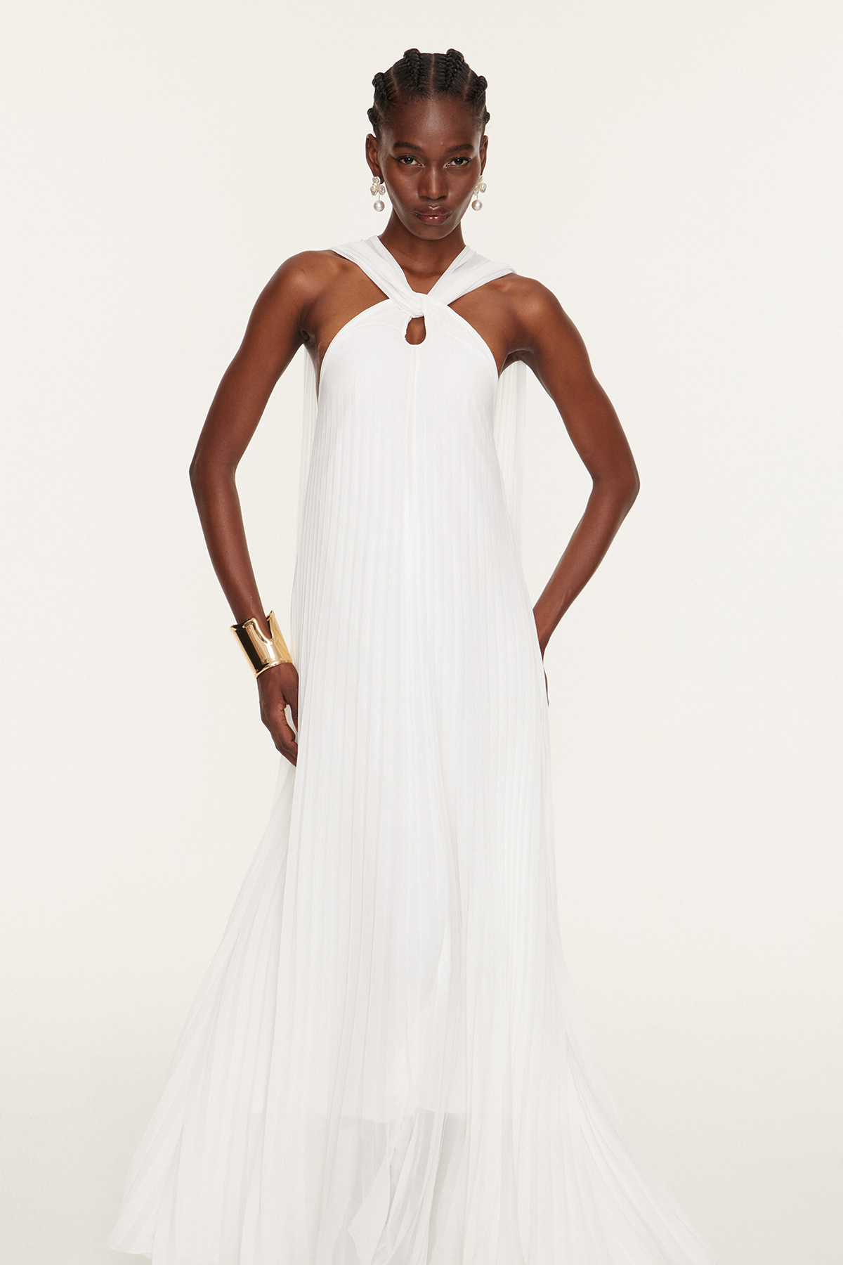 Eskarne Twist Pleated Maxi Scarf Dress