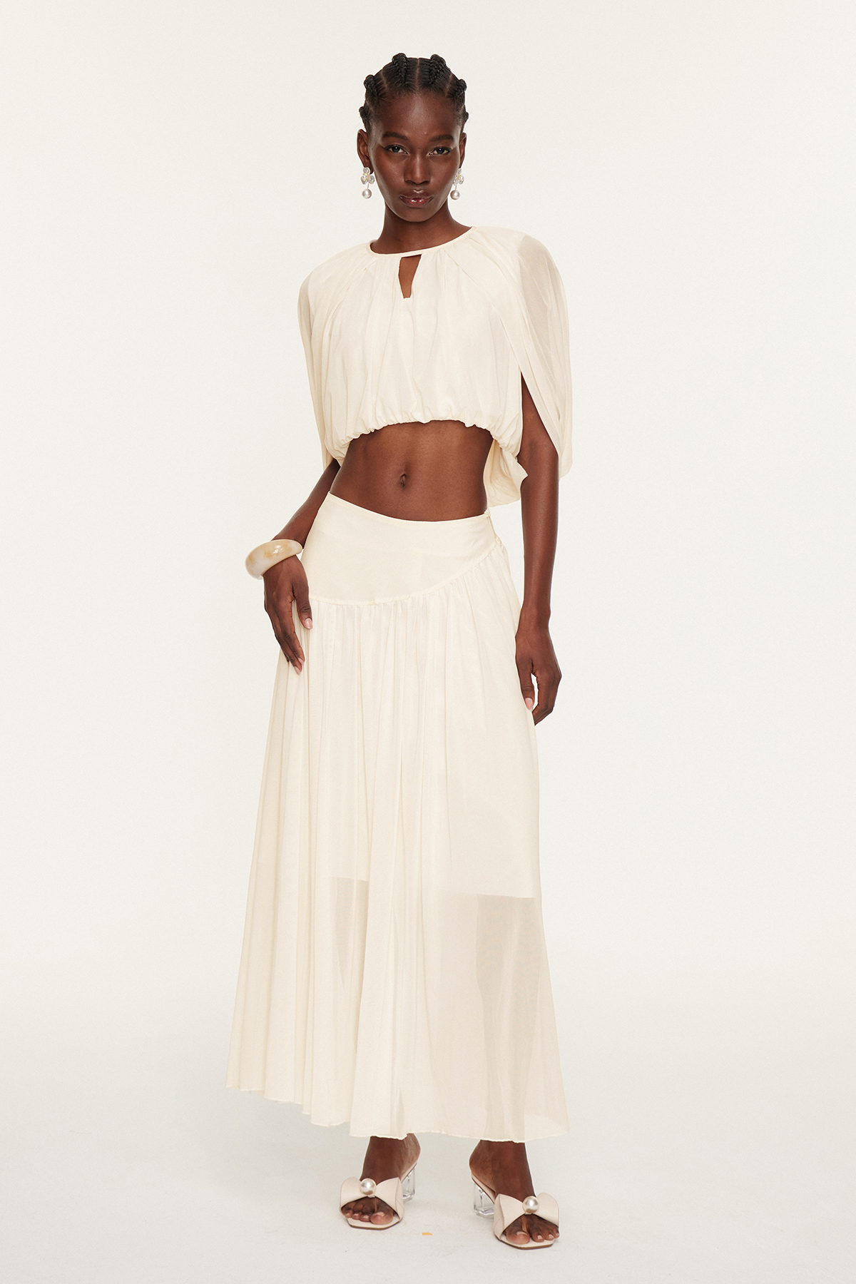 Eskil Shawl Ruch Skirt Set