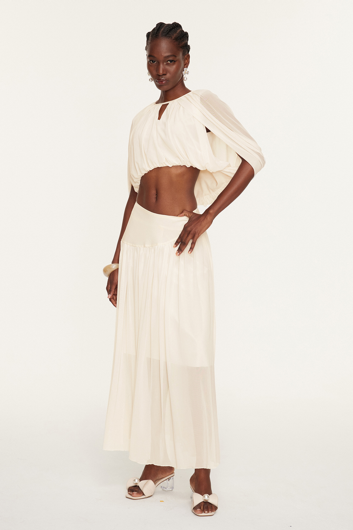 Eskil Shawl Ruch Skirt Set