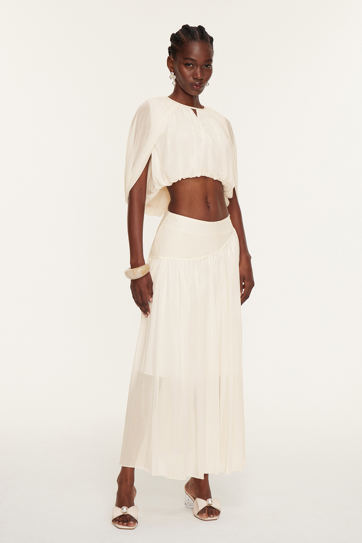 Eskil Shawl Ruch Skirt Set