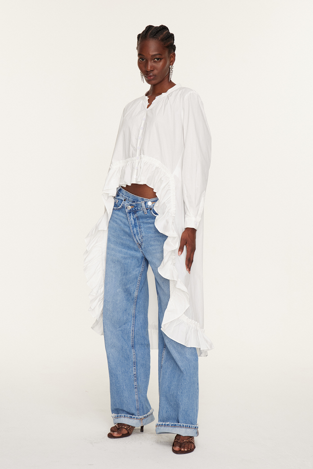 Eskinder Ruffle High Low Shirt