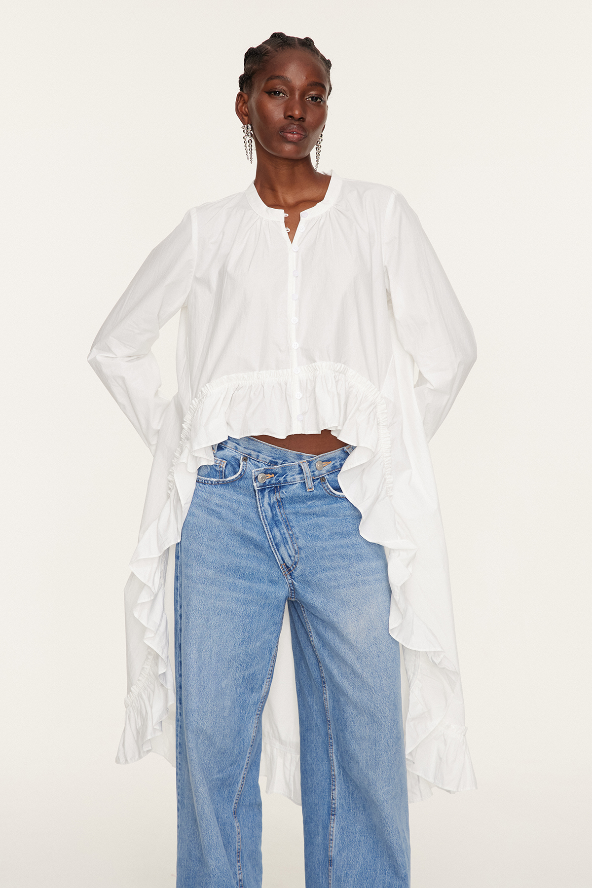 Eskinder Ruffle High Low Shirt