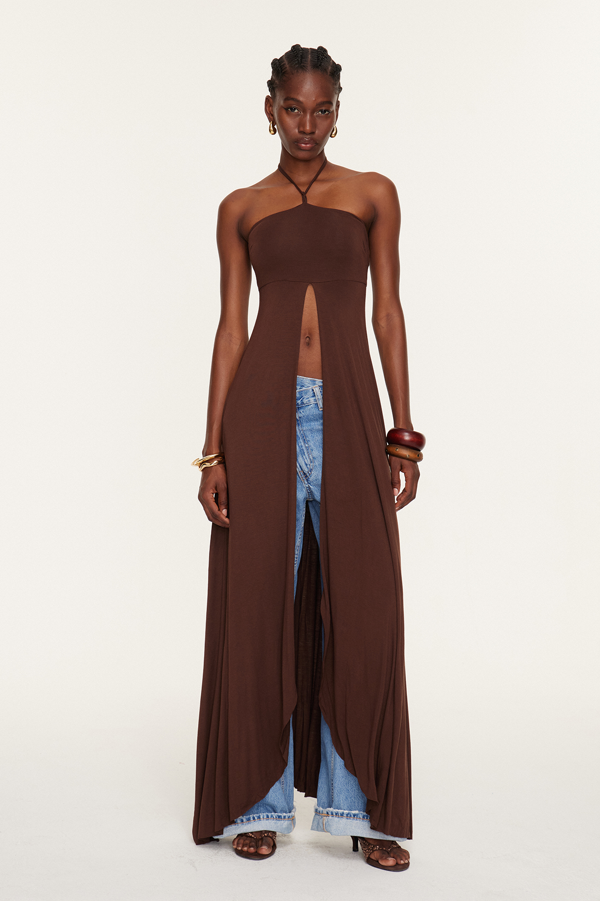 Eslam Halter Neck Split Top