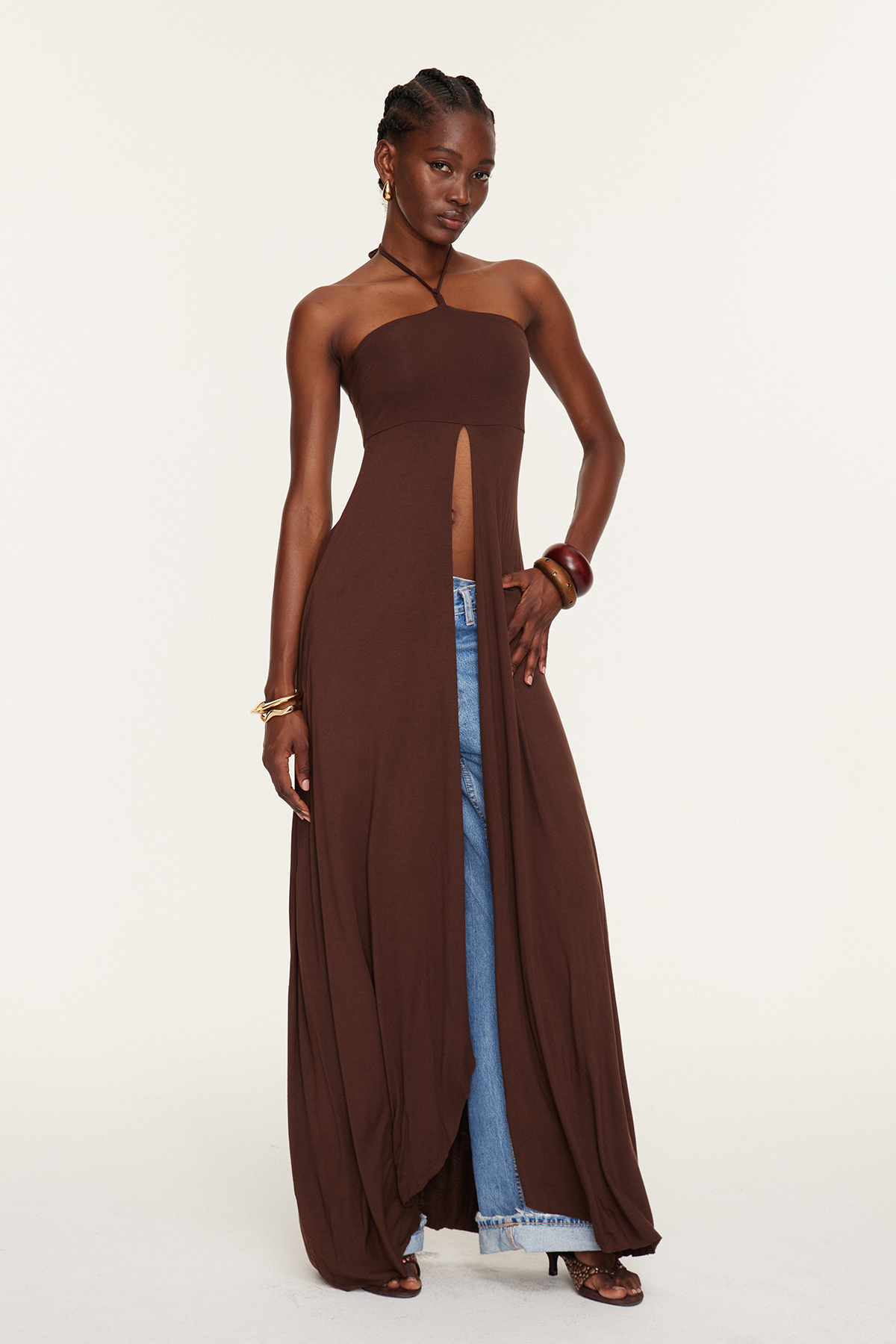 Eslam Halter Neck Split Top