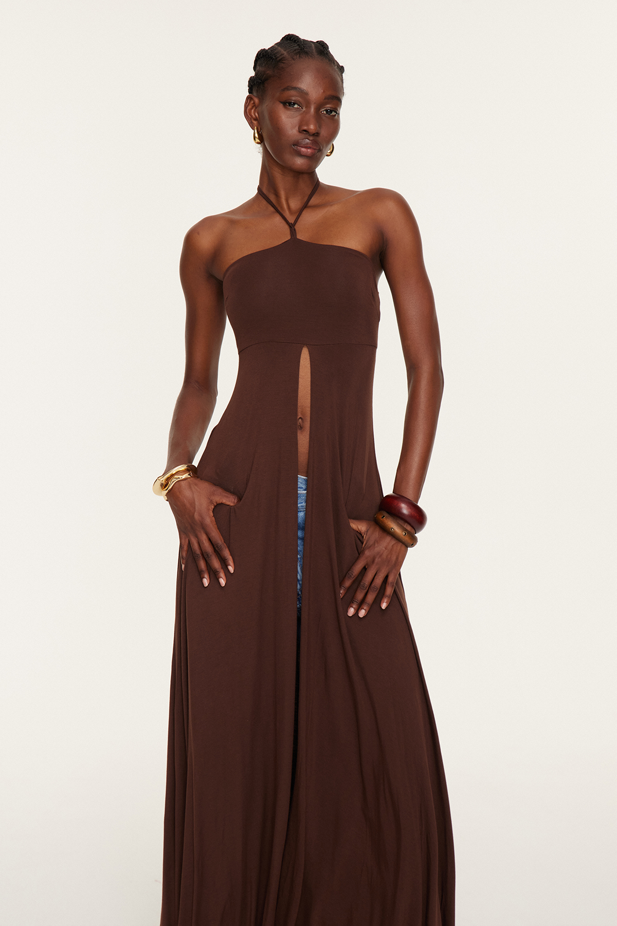 Eslam Halter Neck Split Top