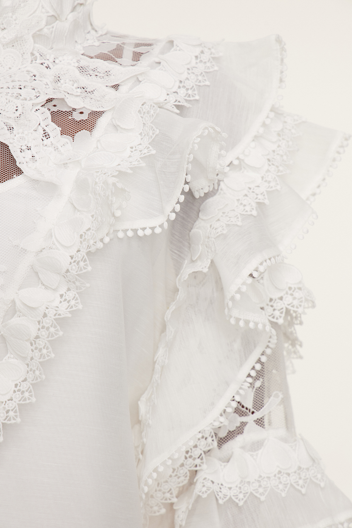 Esma Bell Sleeve Ruffle Mesh Shirt