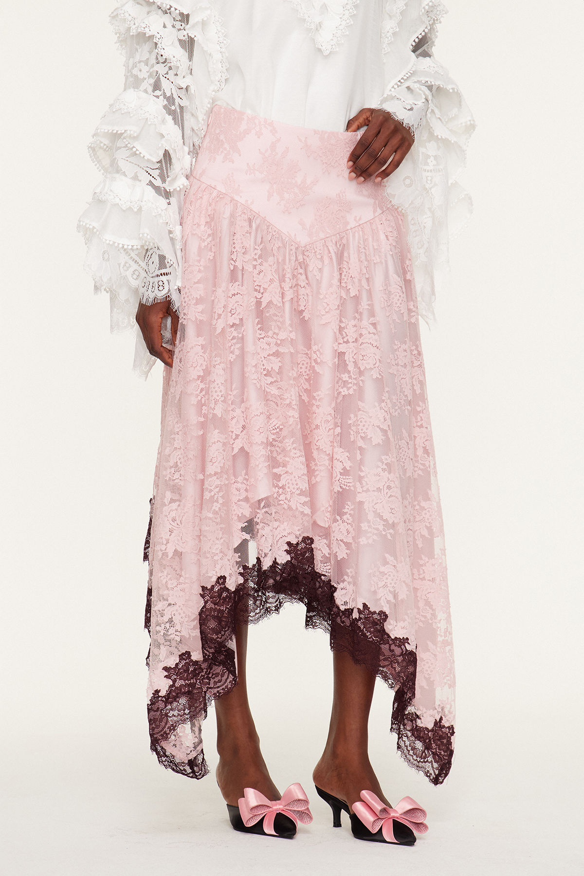 Esmae Asymmetric Lace Midi Skirt