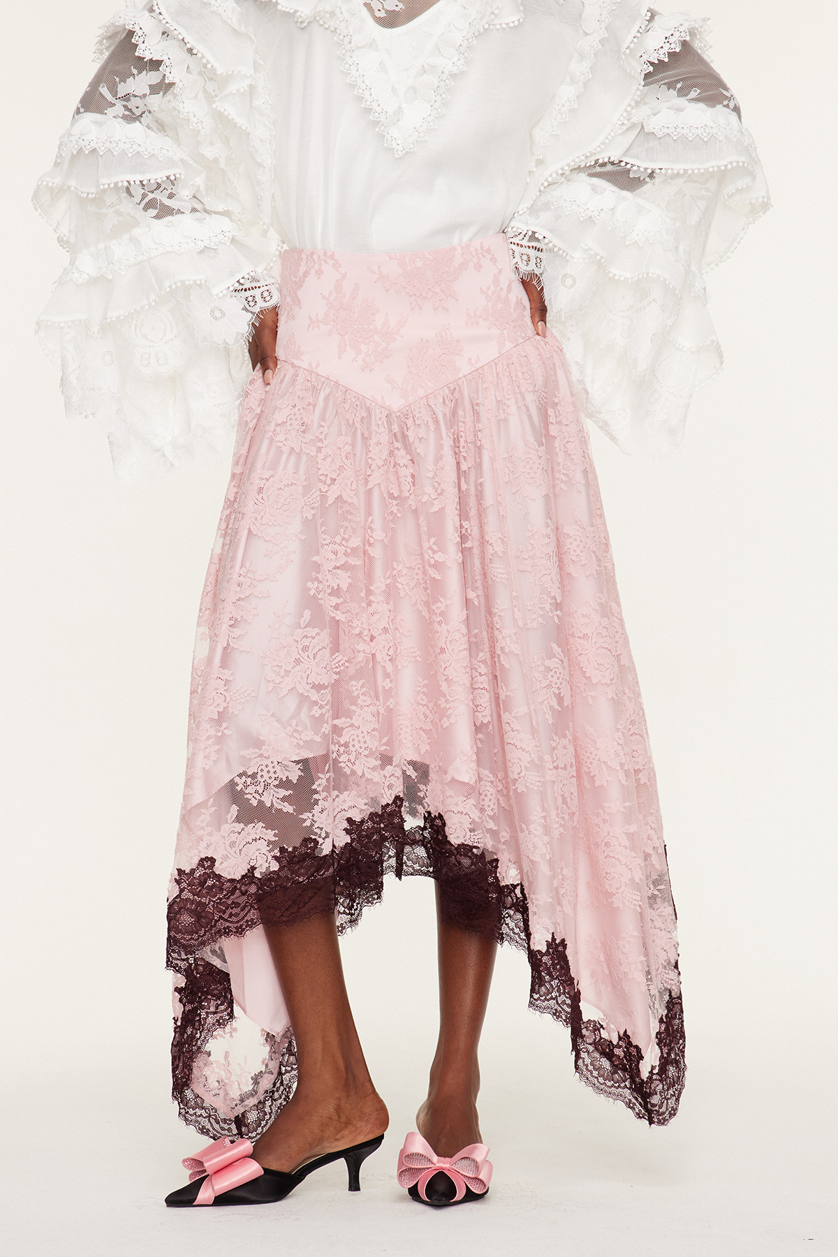 Esmae Asymmetric Lace Midi Skirt