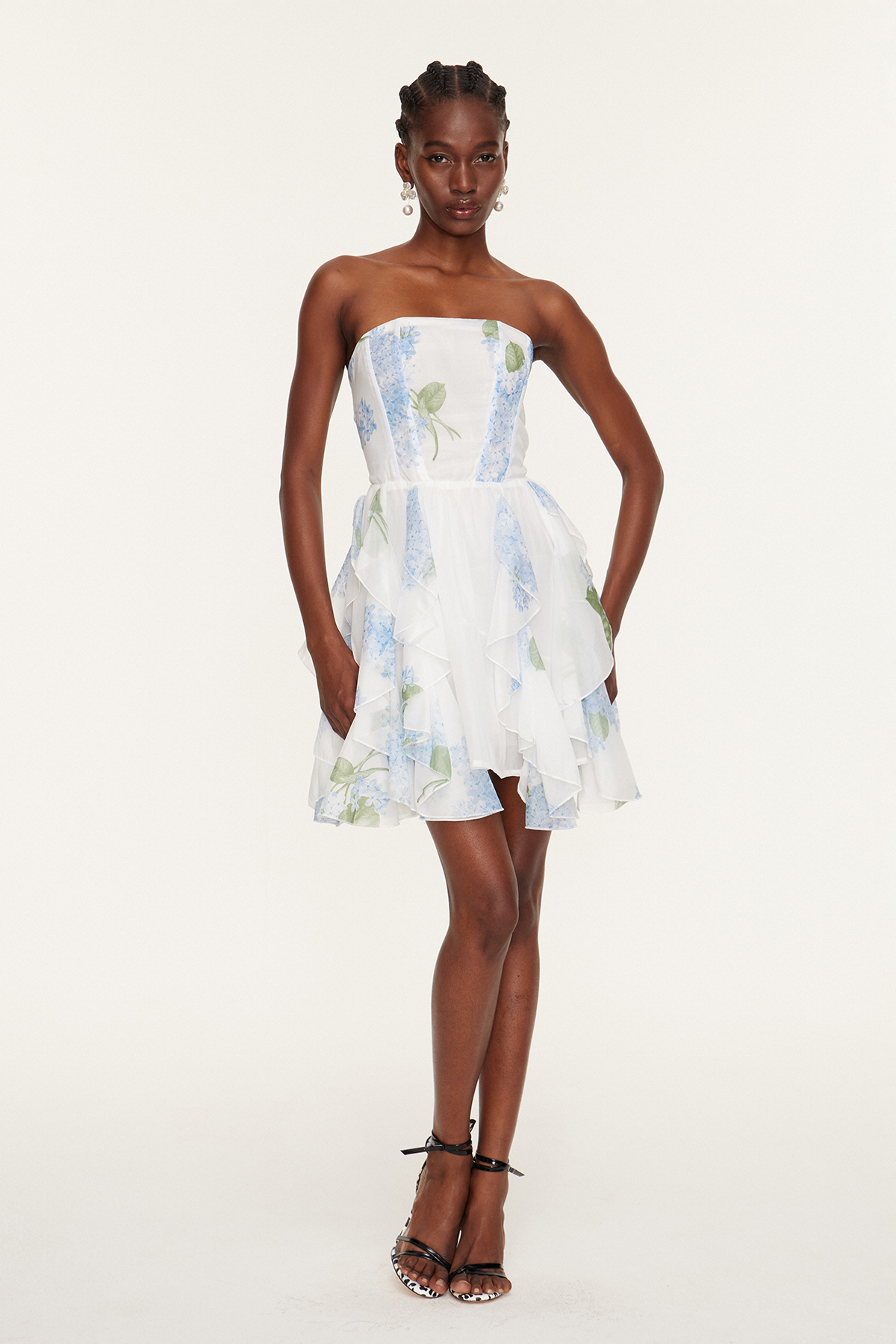 Esmail Floral Ruffle Mesh Mini Dress